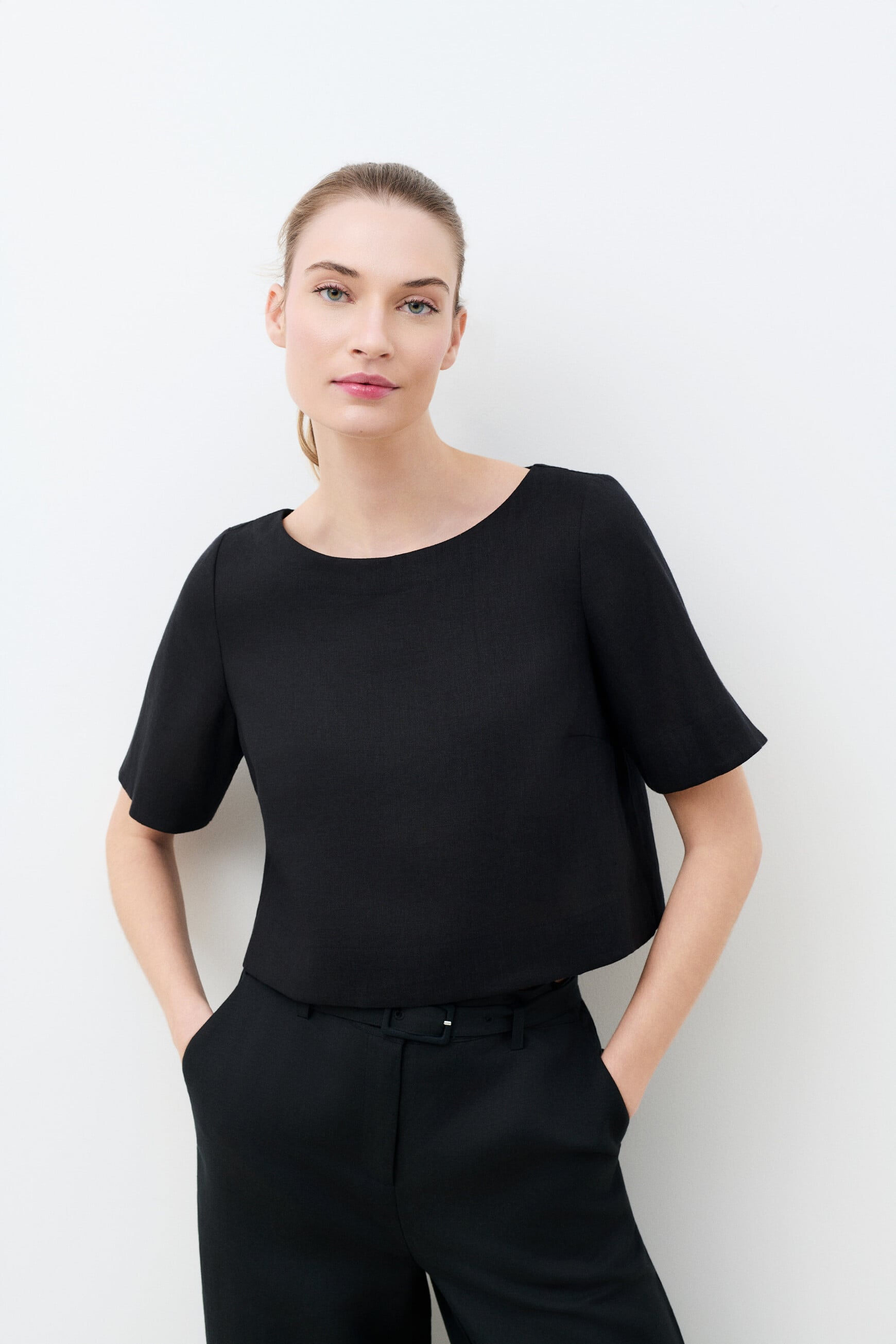 Blouse Cynthia1 100% lin noir femme