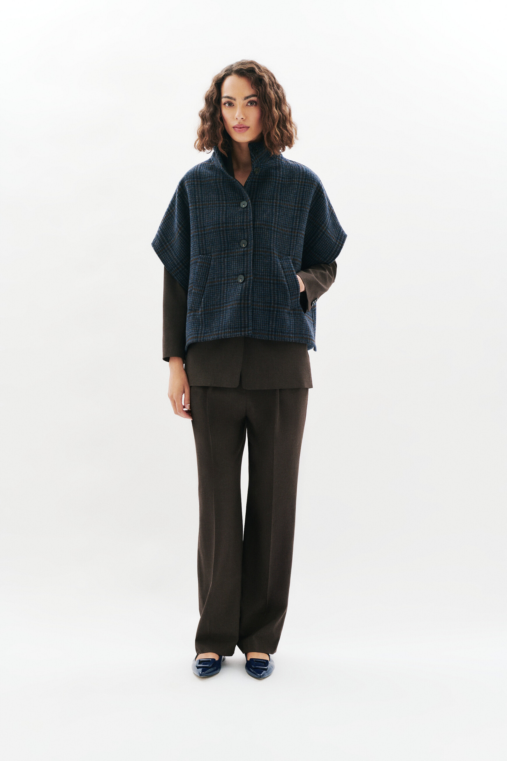 Poncho Holan3 bleu marine femme