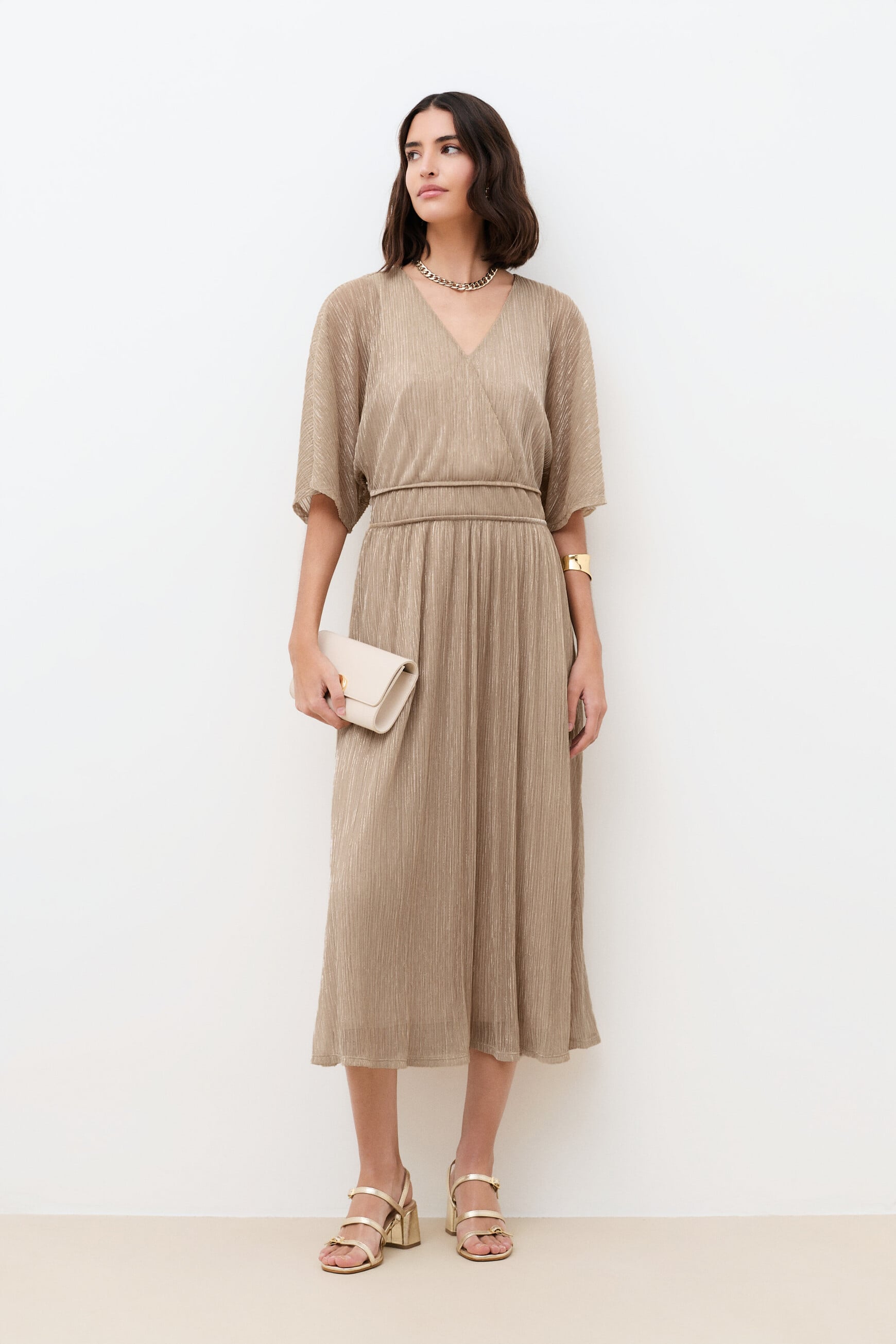 Robe Rshano couleur or femme