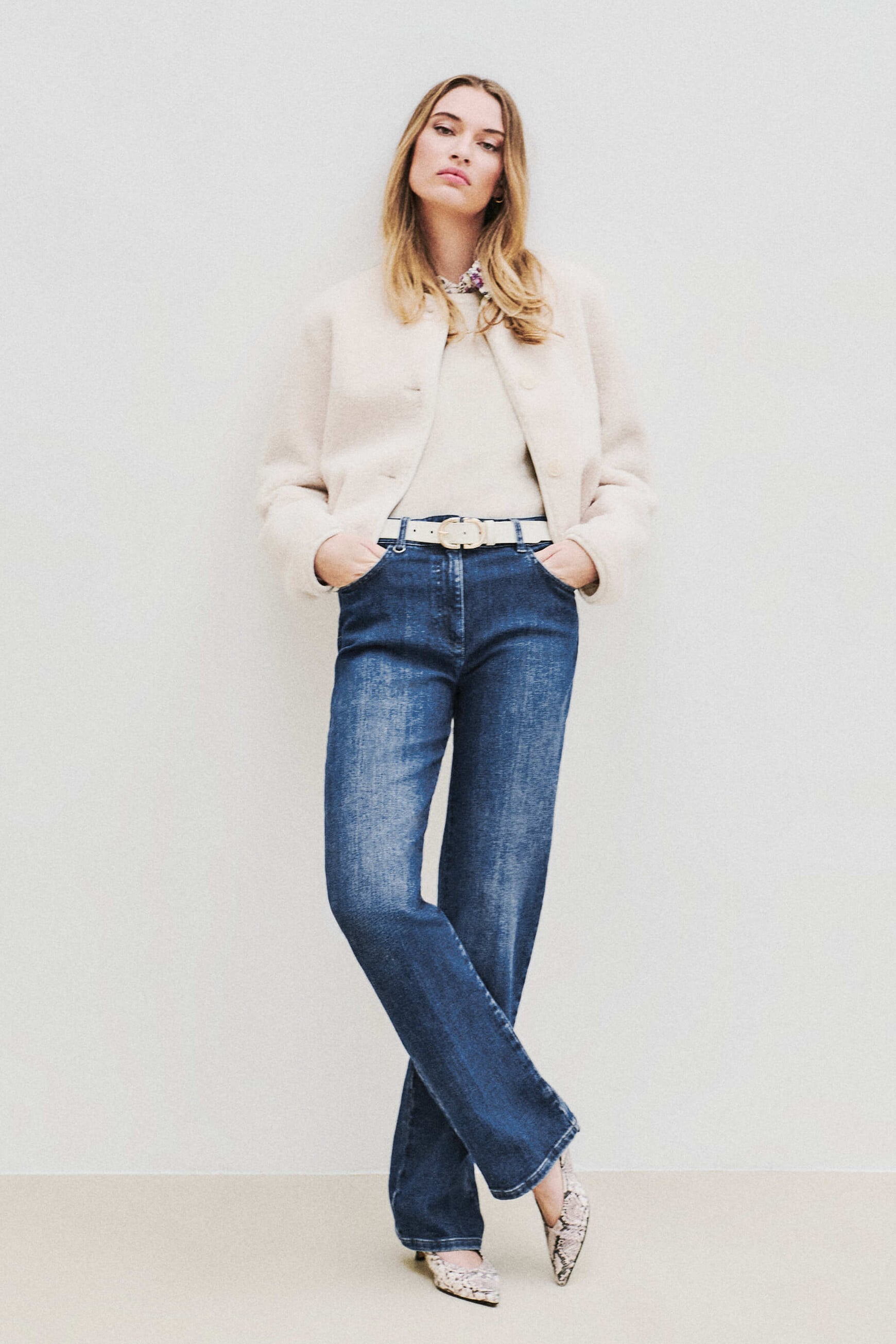 Pcomelongjean2 trousers stone denim woman