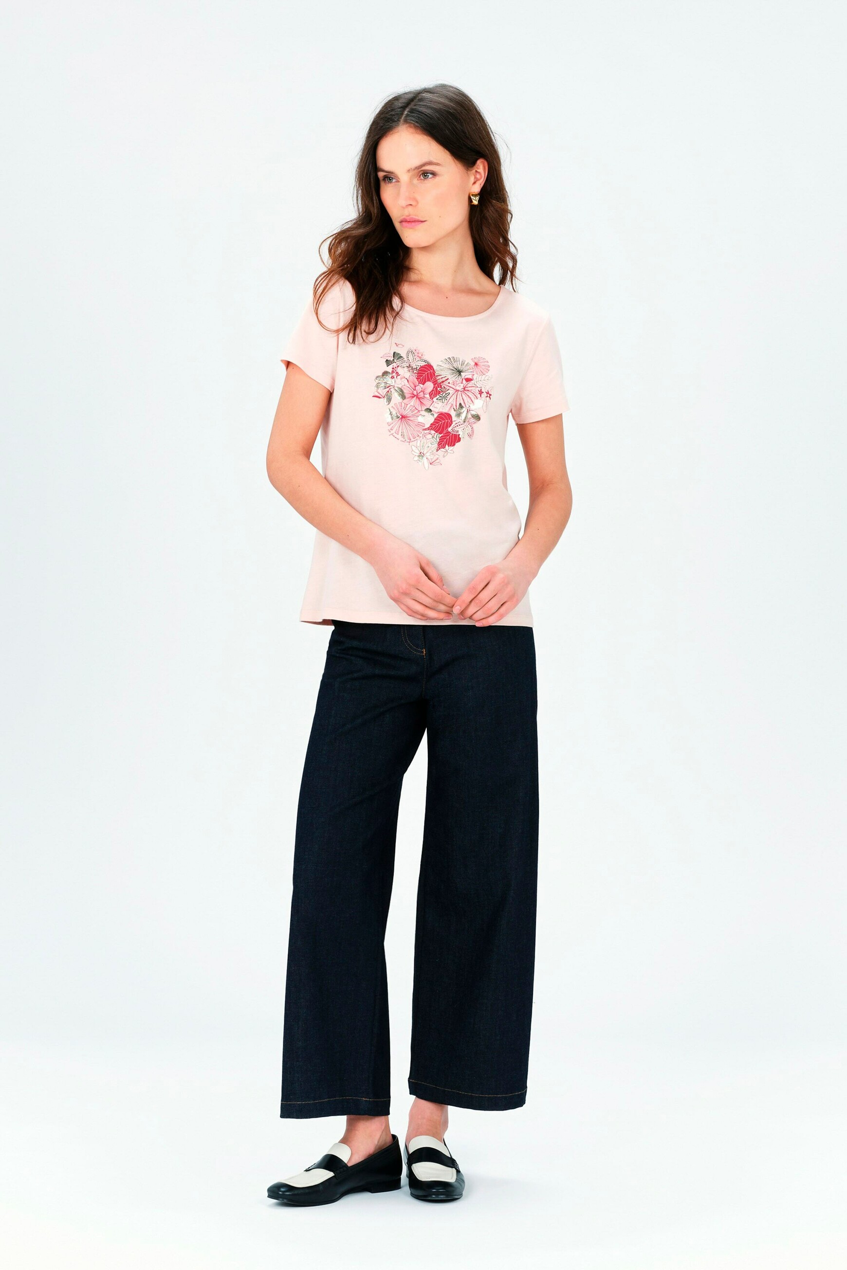 T-shirt toutes &agrave; l'&eacute;cole taxime heart rose poudree femme
