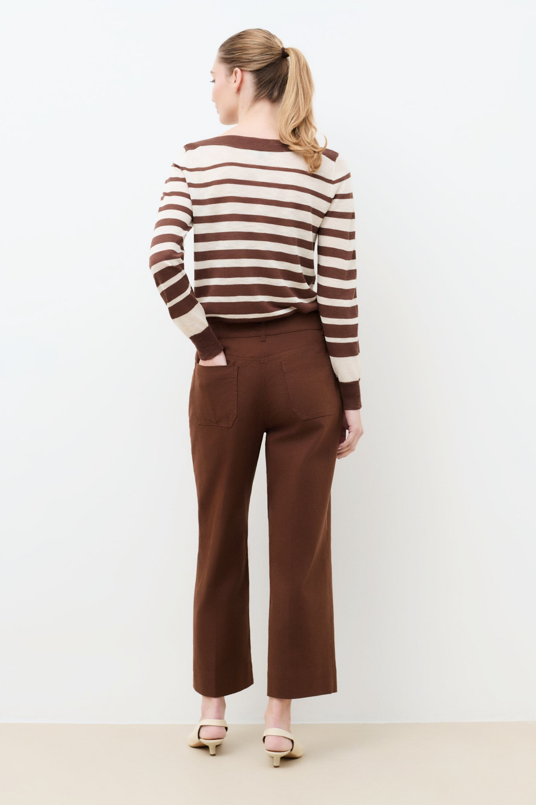 Pantalon Pelleycropped marron femme