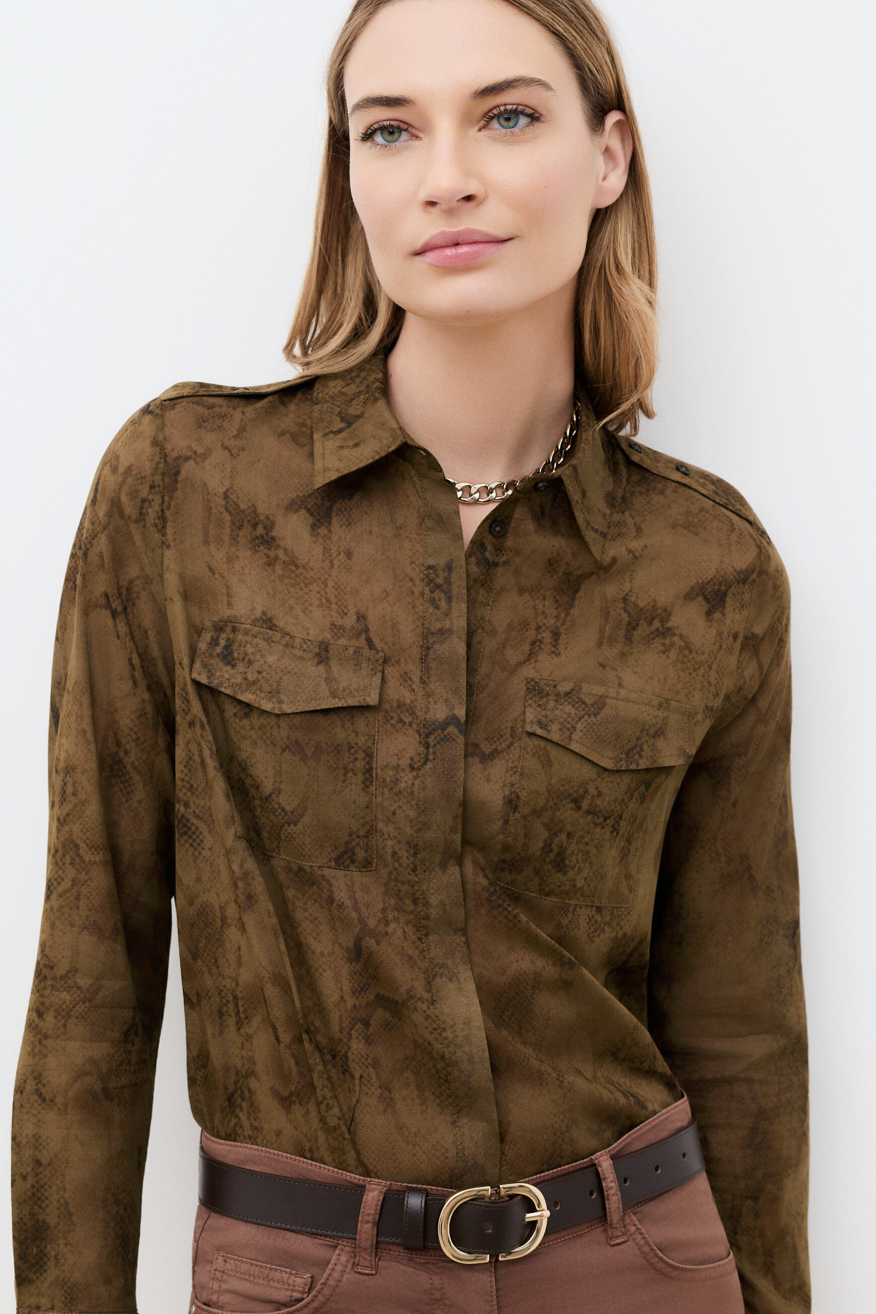 Camisa Calyope marr&oacute;n mujer