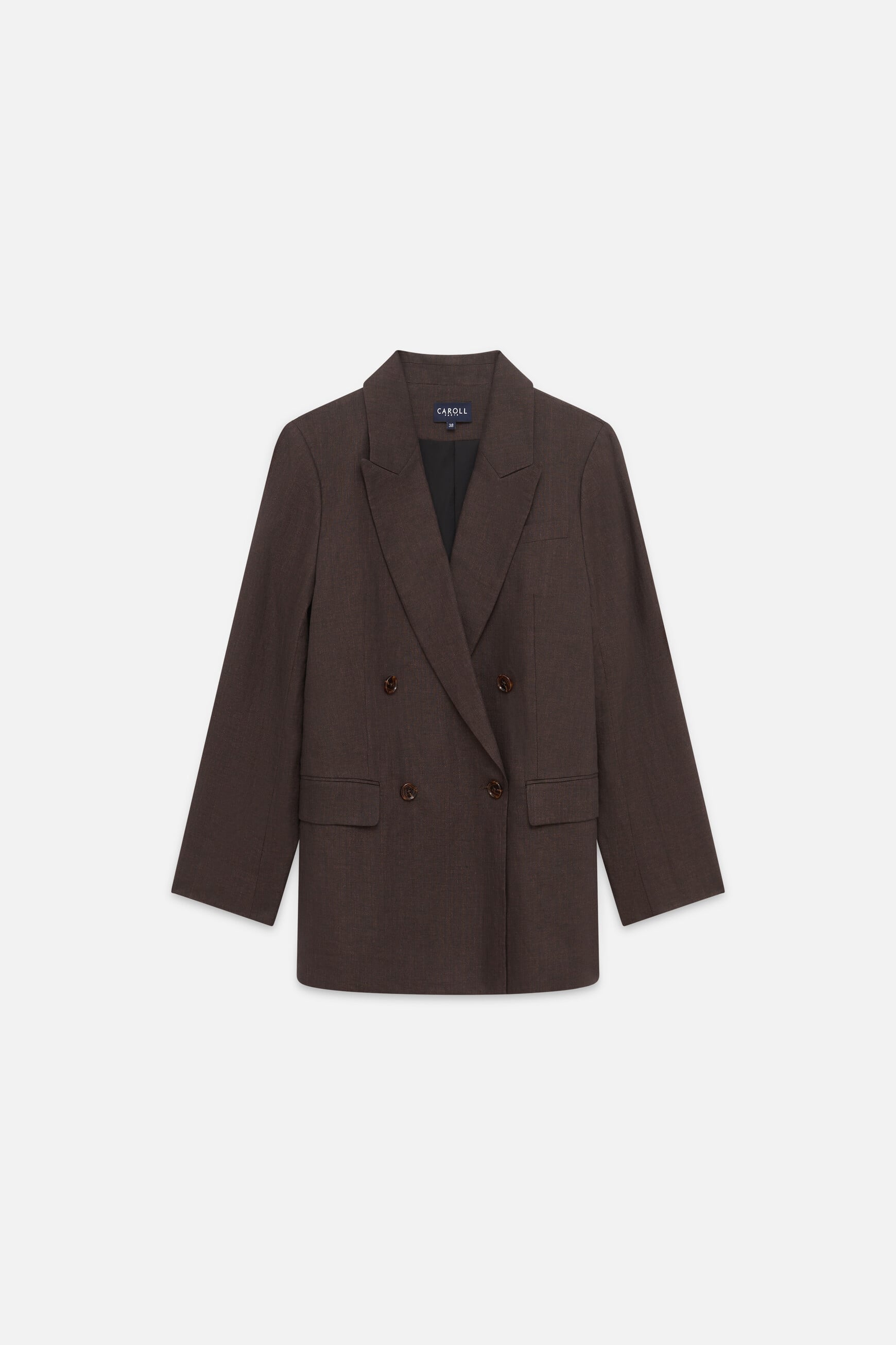 Blazer Virgule 100% lin marron fonc&eacute; femme