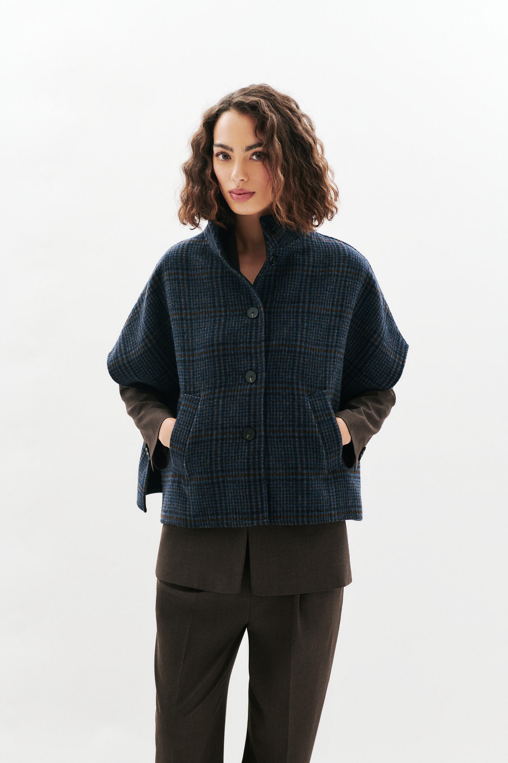 Poncho Holan3 bleu marine femme