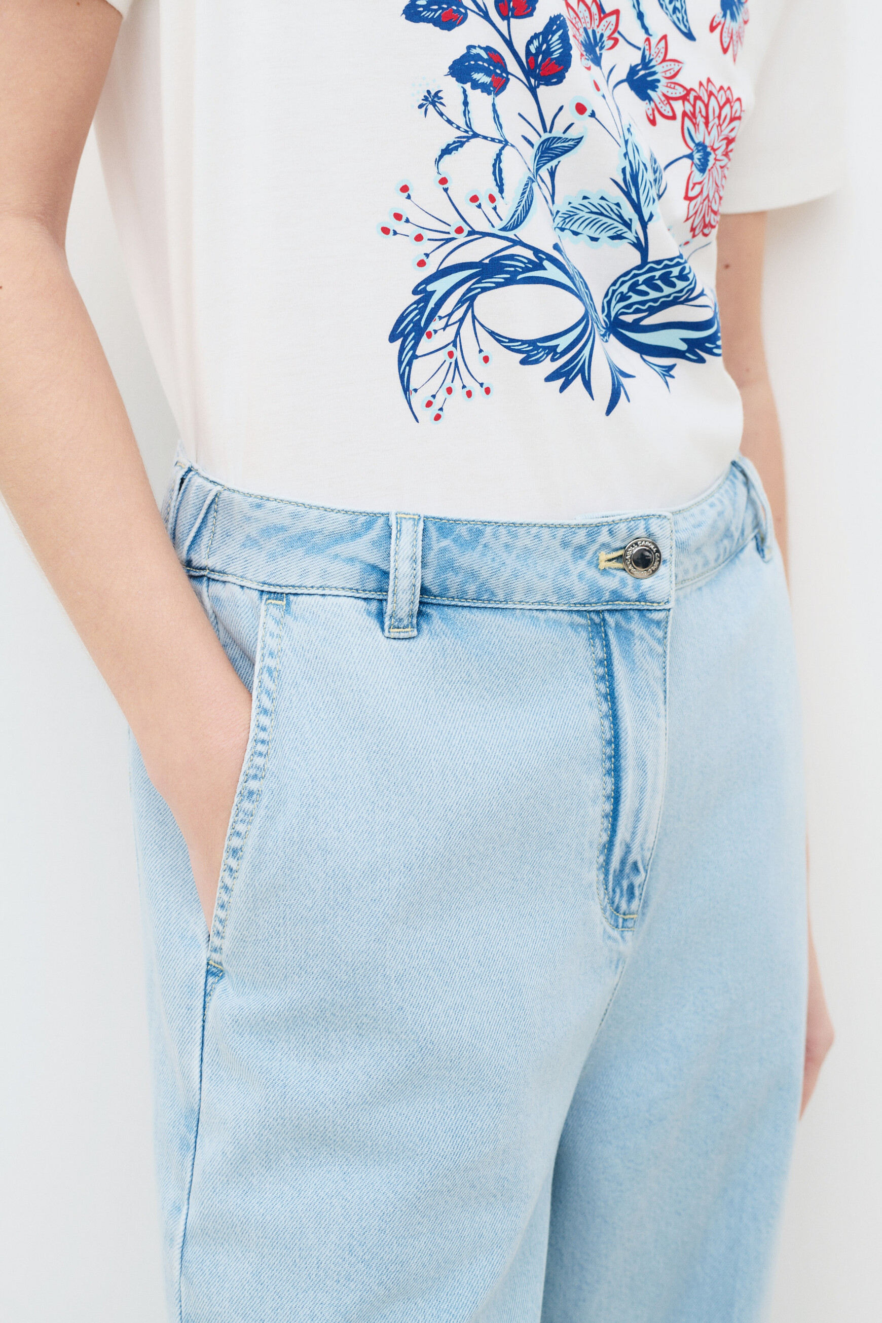 Pandidenim trousers sky blue woman