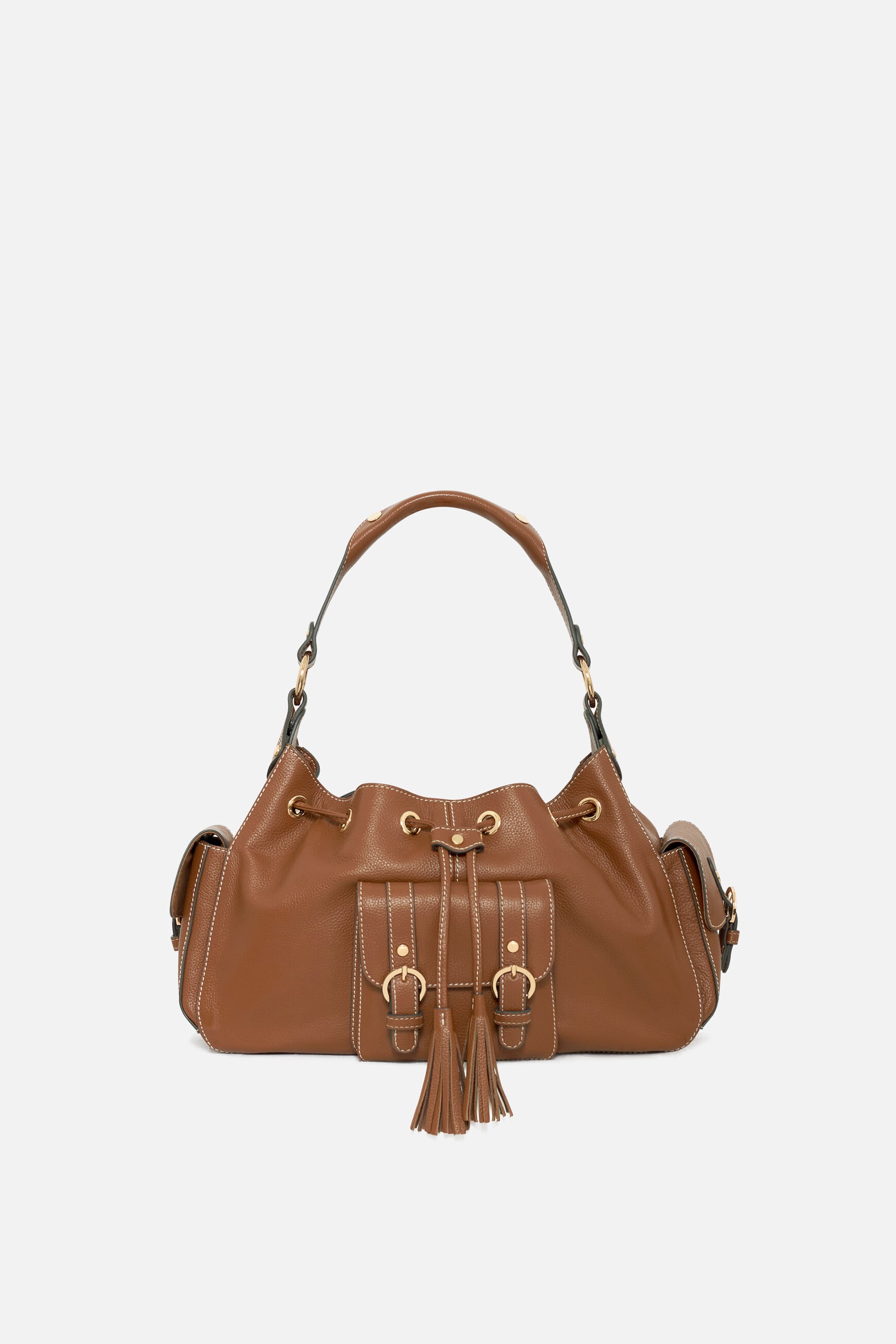 Bolso victoria de cuero natural camel mujer