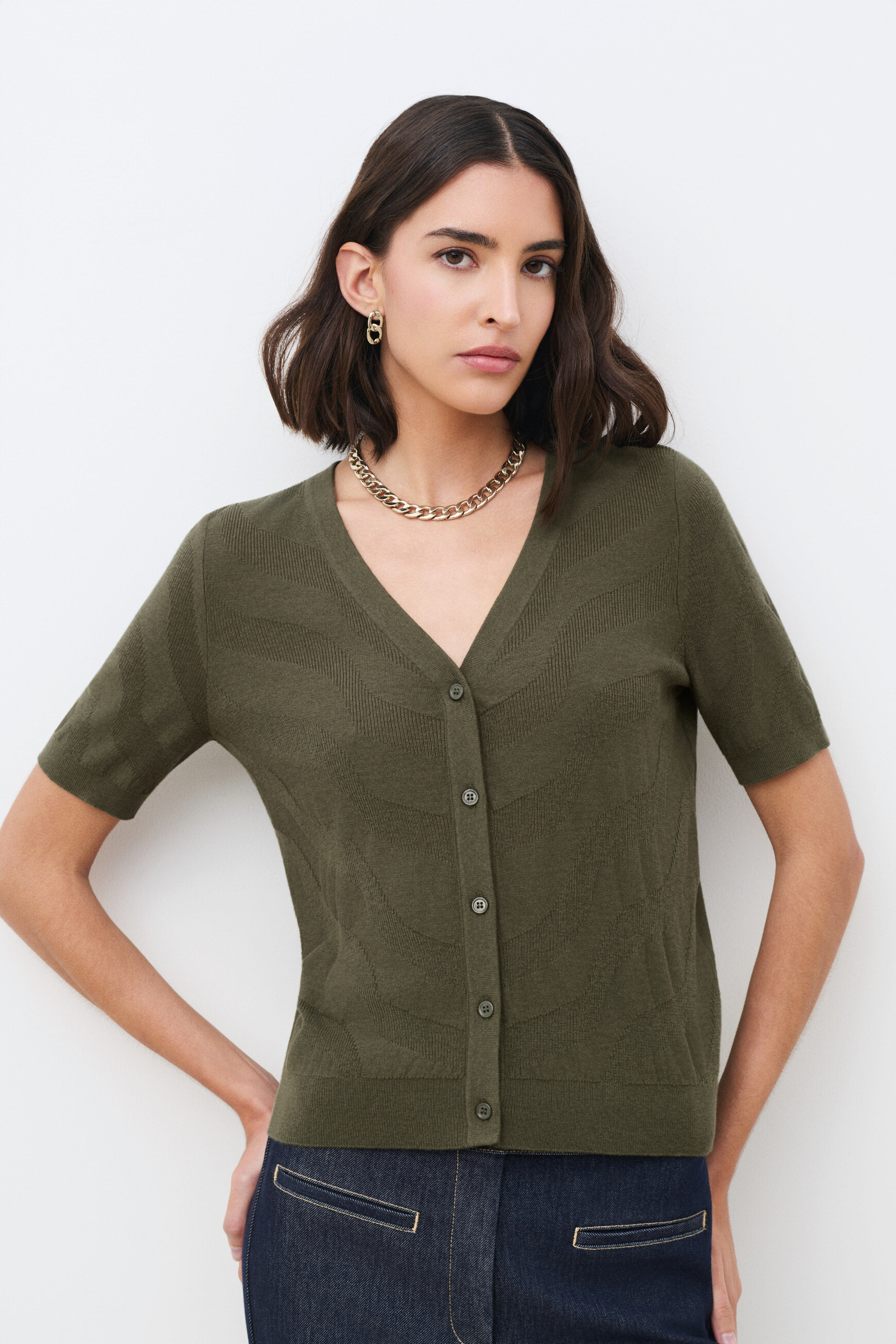 Gilet Maisie vert kaki femme