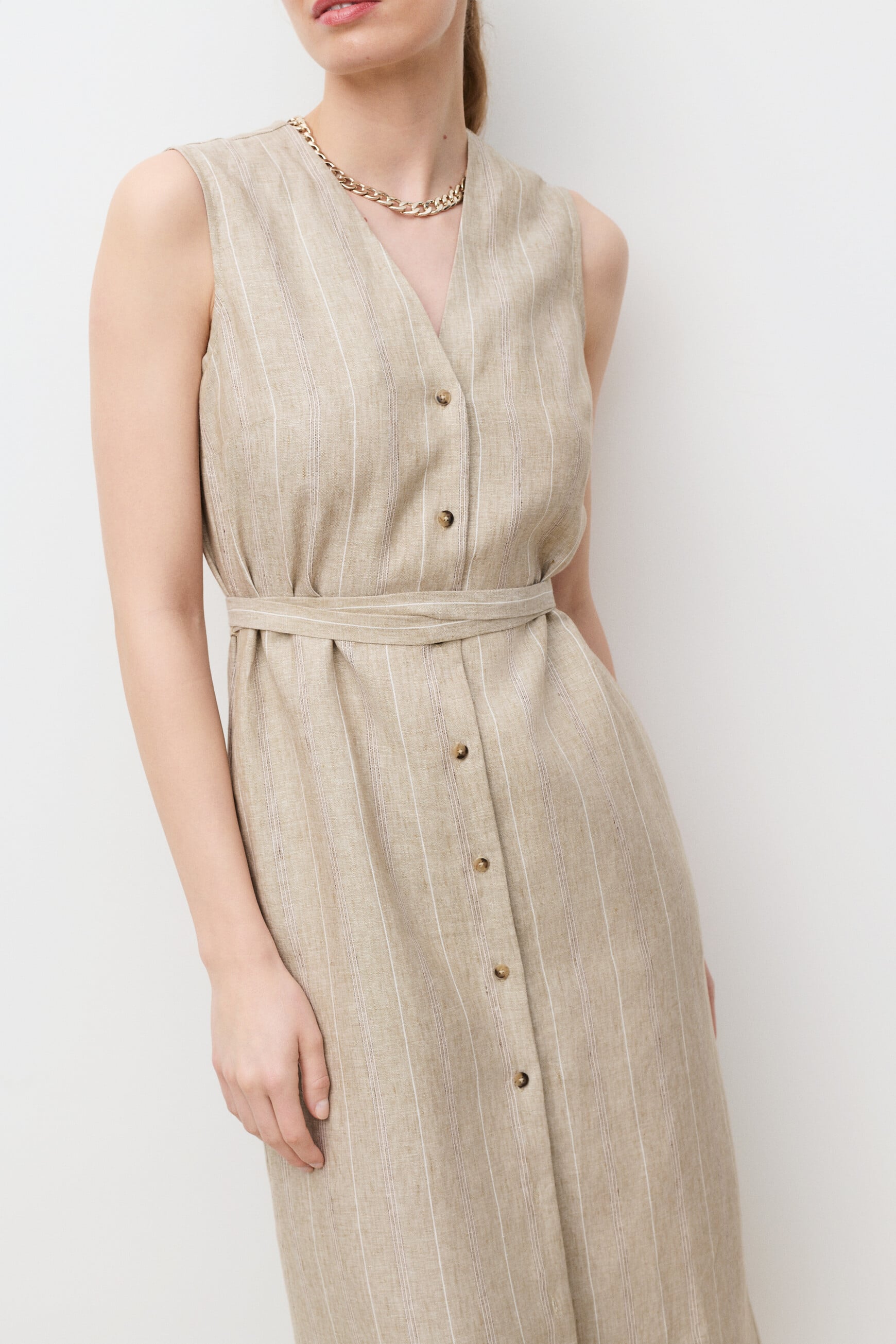Abito Rosine 100% lino sabbia donna