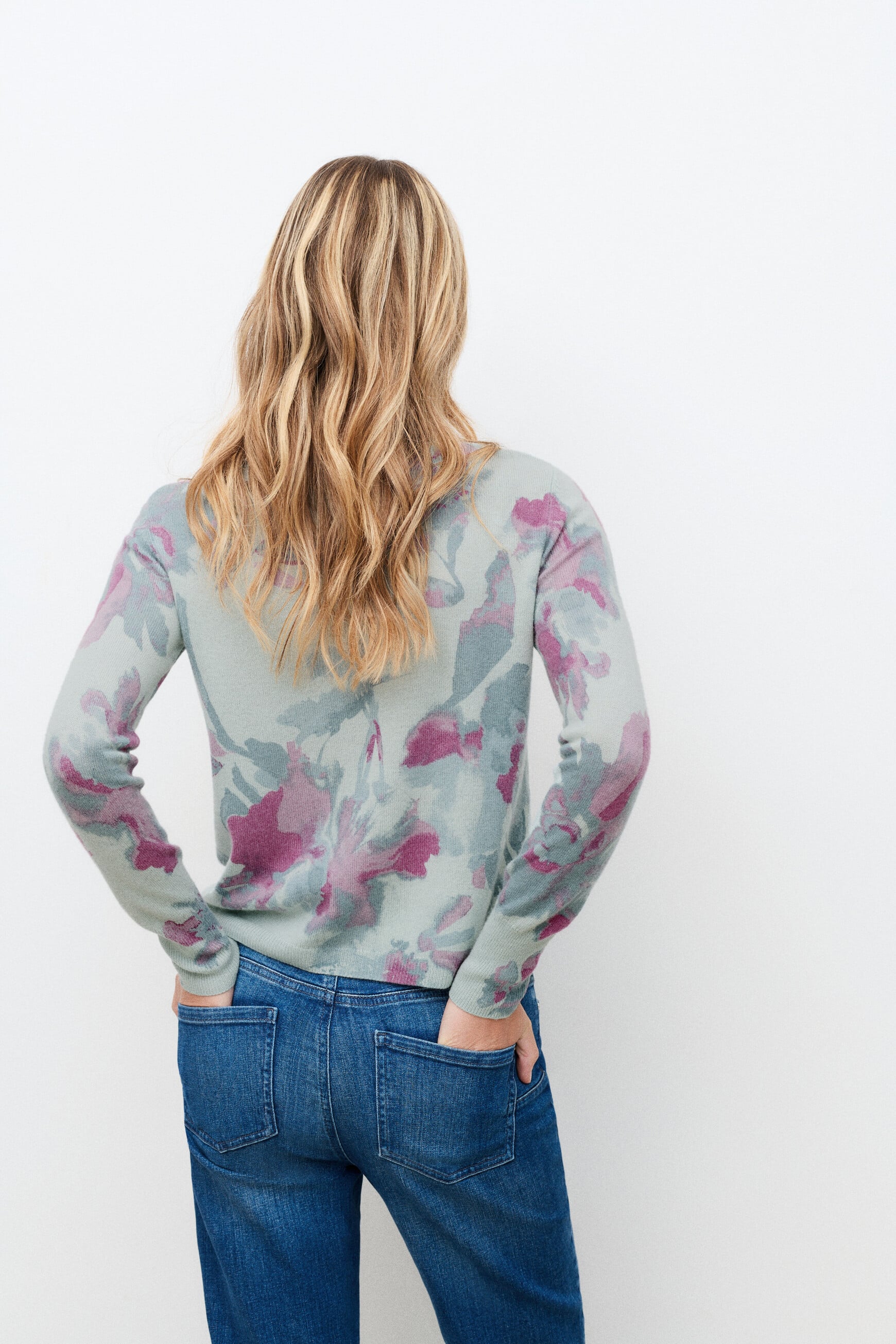 Mzoelo2 sweater 100% cashmere blue-grey woman