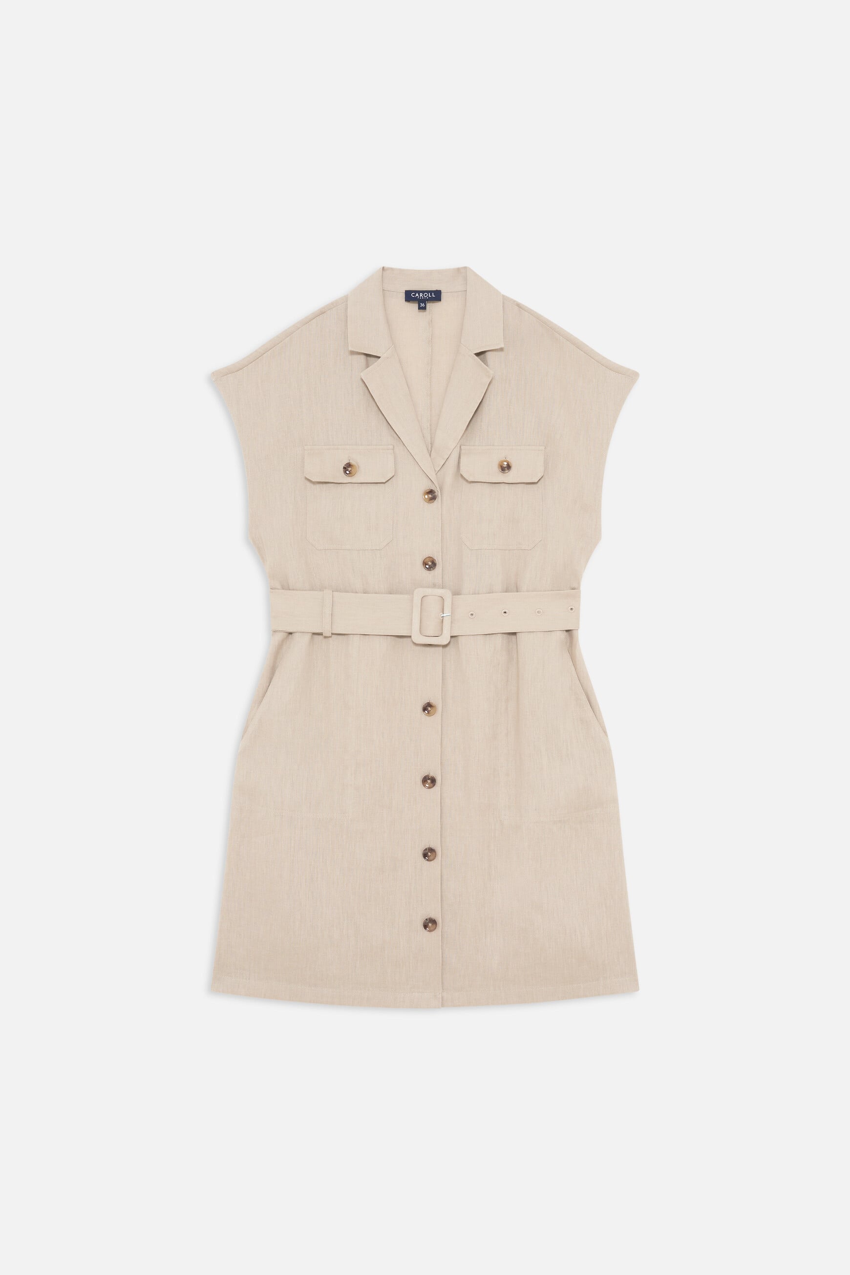 Vestido Riva 100% lino taupe mujer