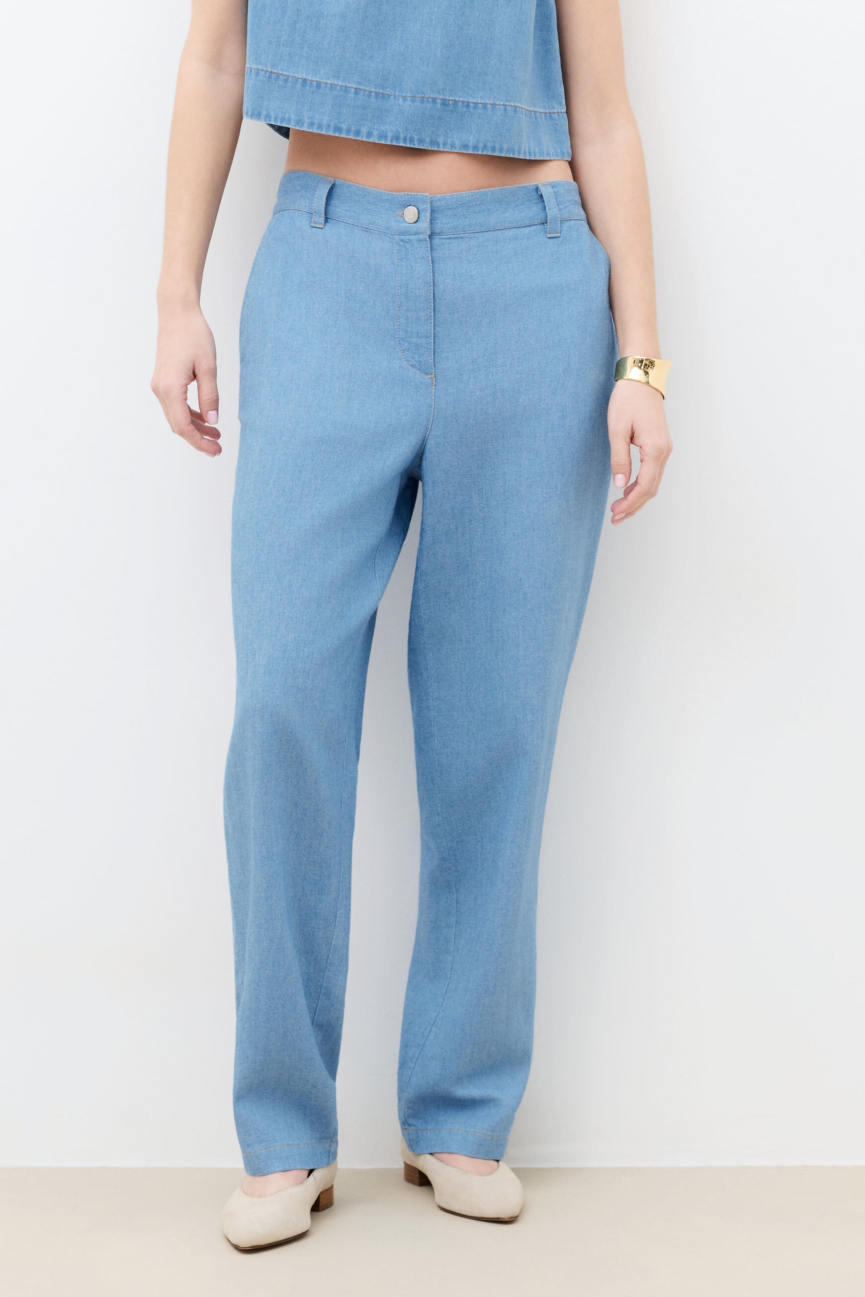 Pantaloni Pillydenim celeste donna