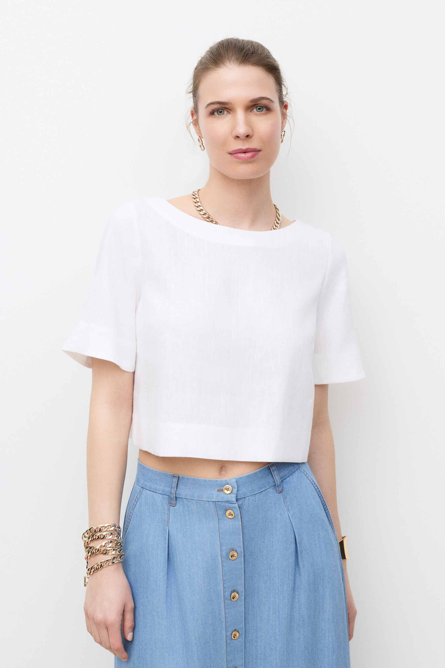 Blouse Cynthia1 100% lin blanc femme
