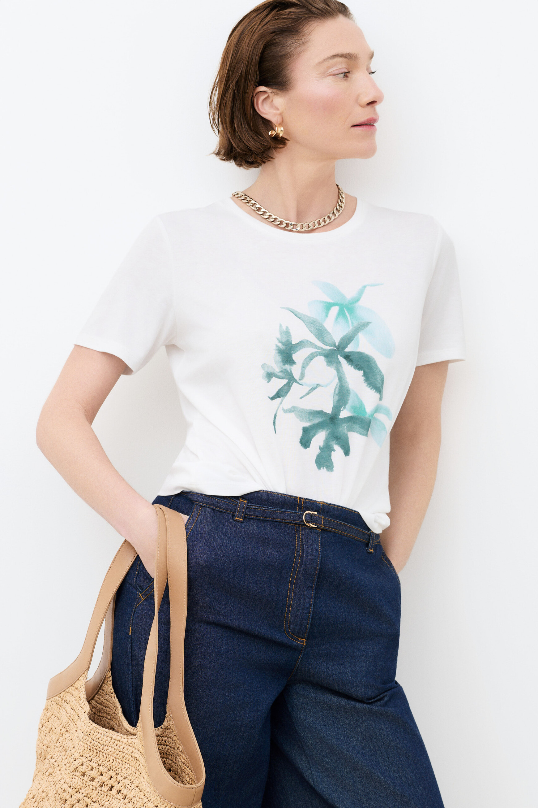T-shirt Tim-Orchide bleu gris femme