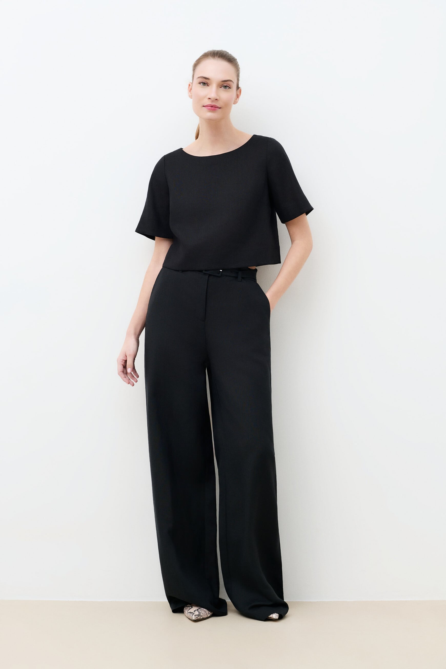 Pantaloni Palmeraie nero donna