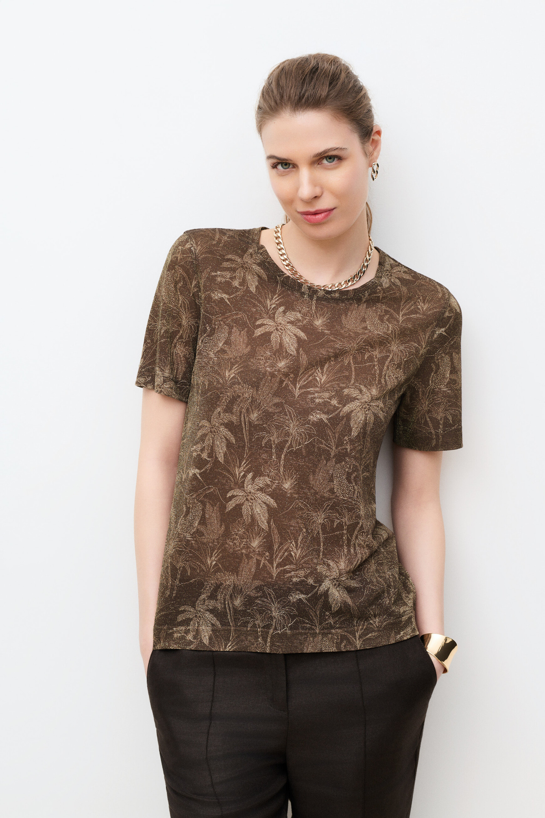 Camiseta Tjoana-Jungle marr&oacute;n oscuro mujer
