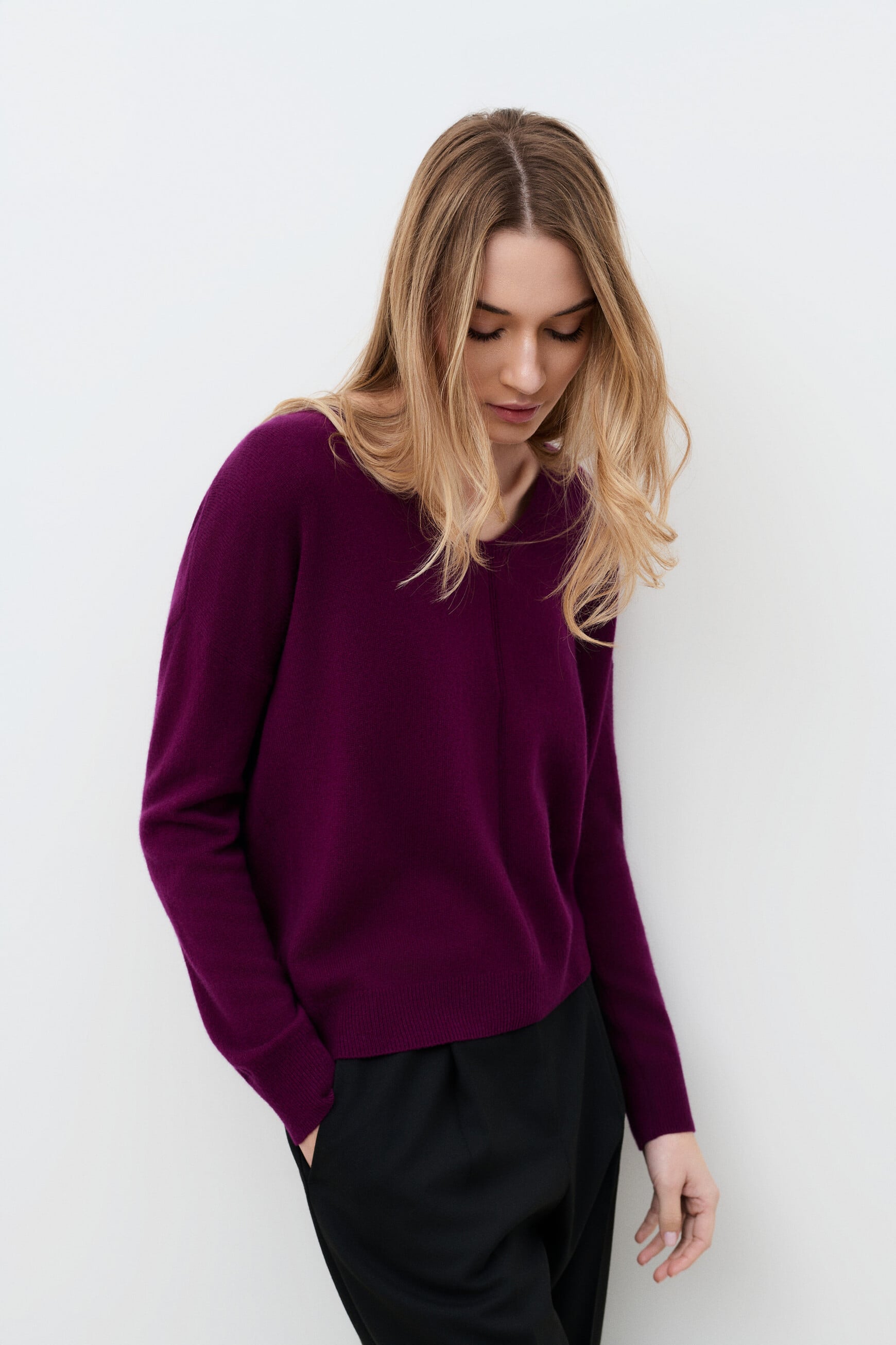 Mthelmina 100% cashmere sweater plum woman