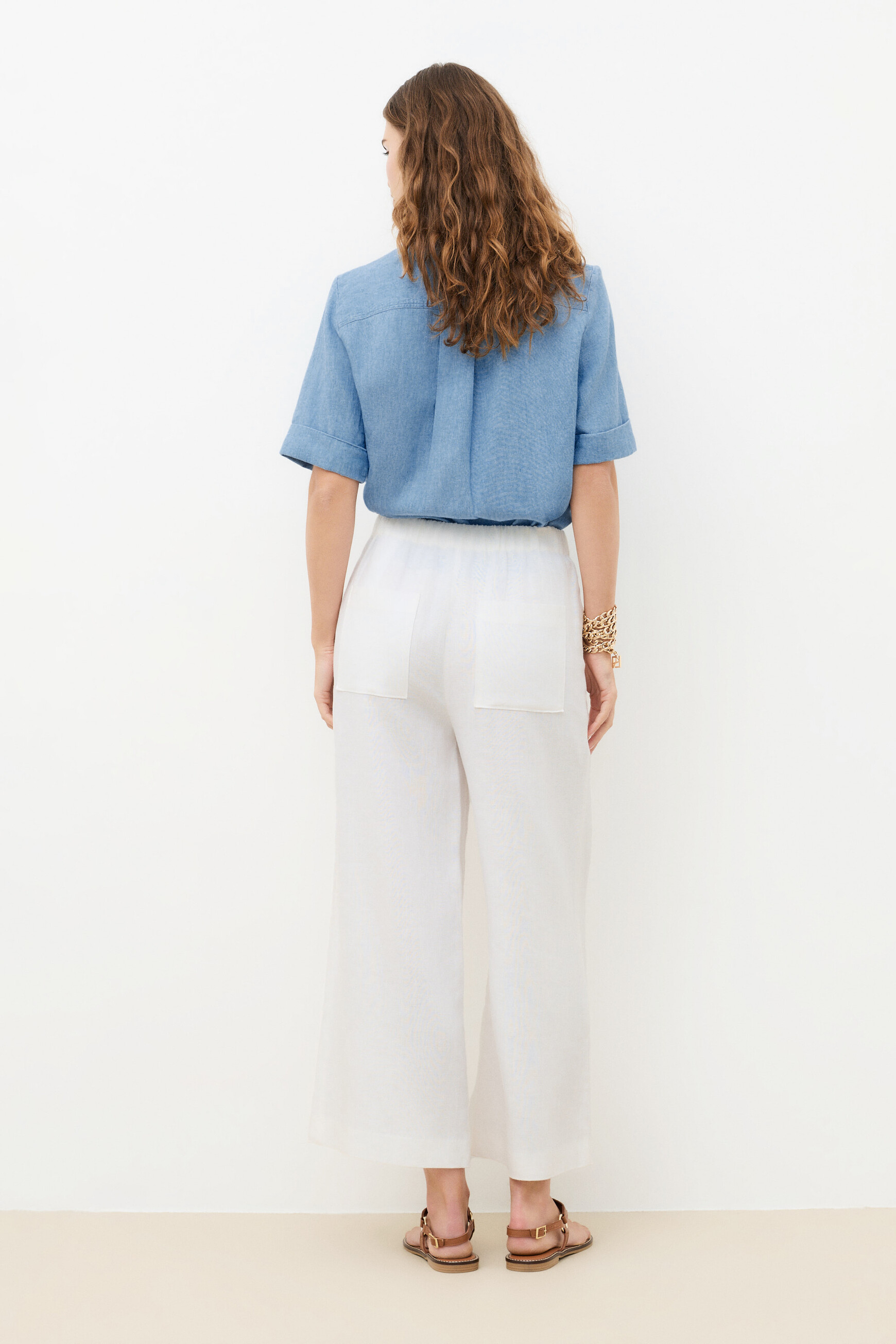 Pantalon pandi 100% lin blanc femme
