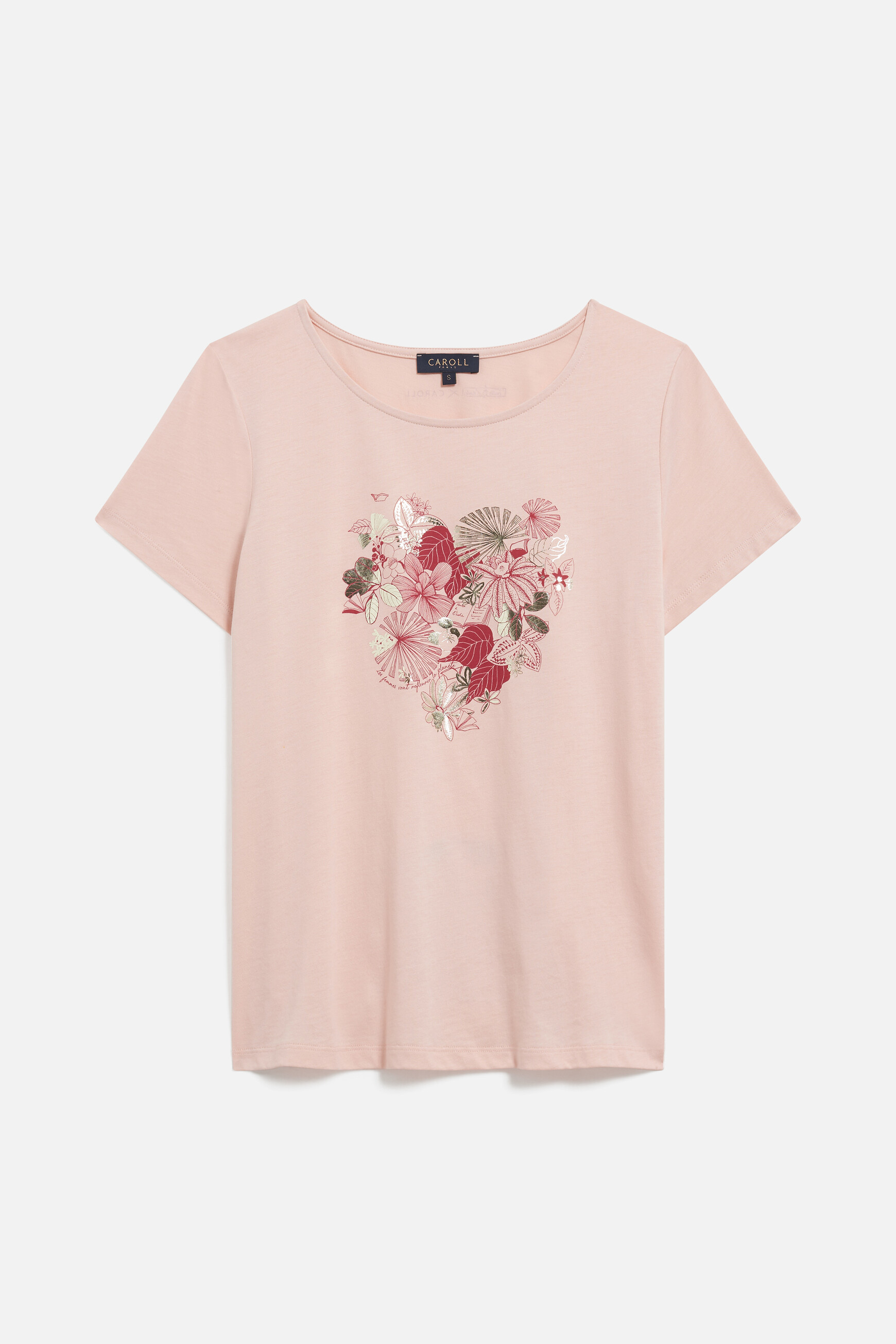T-shirt toutes &agrave; l'&eacute;cole taxime heart rose poudree femme
