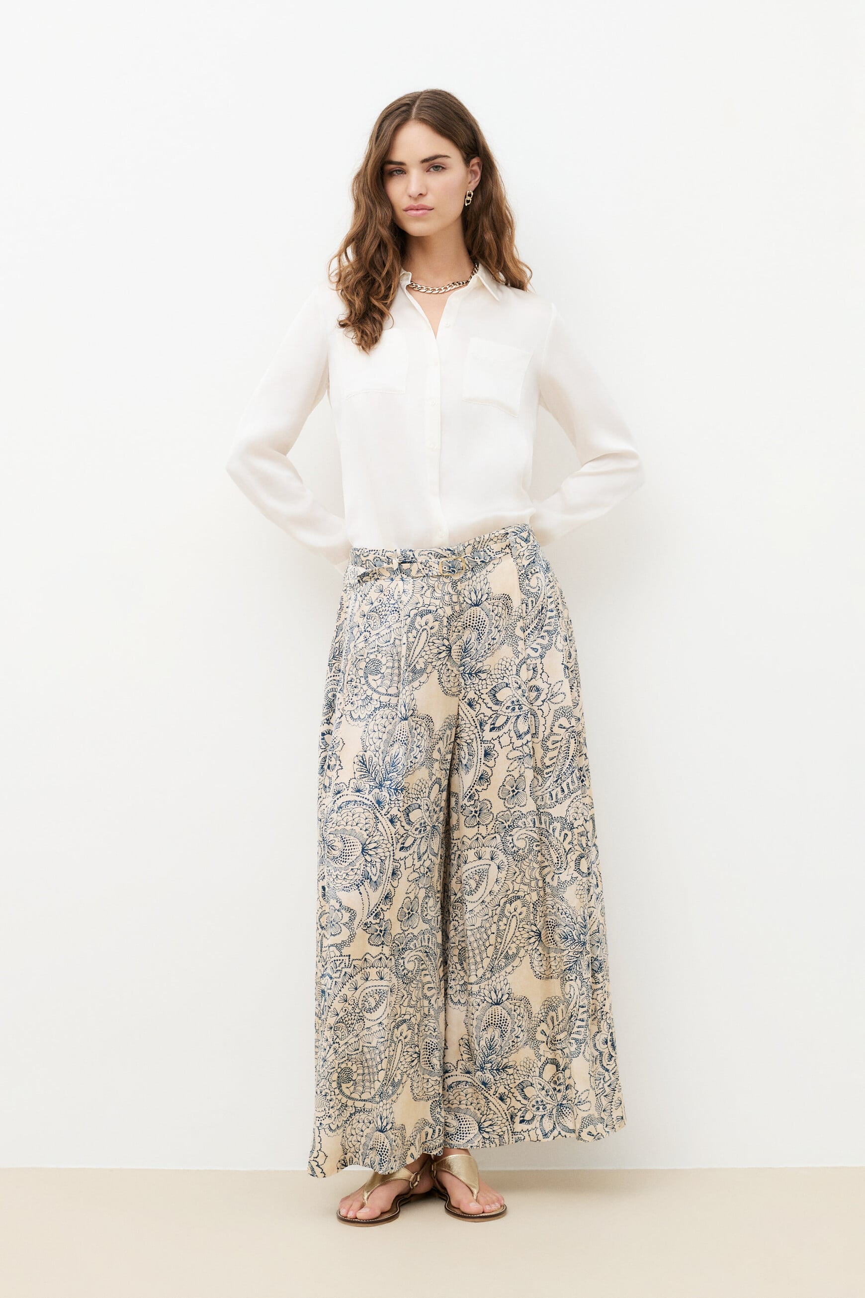 Trousers Pinceau Print ecru woman