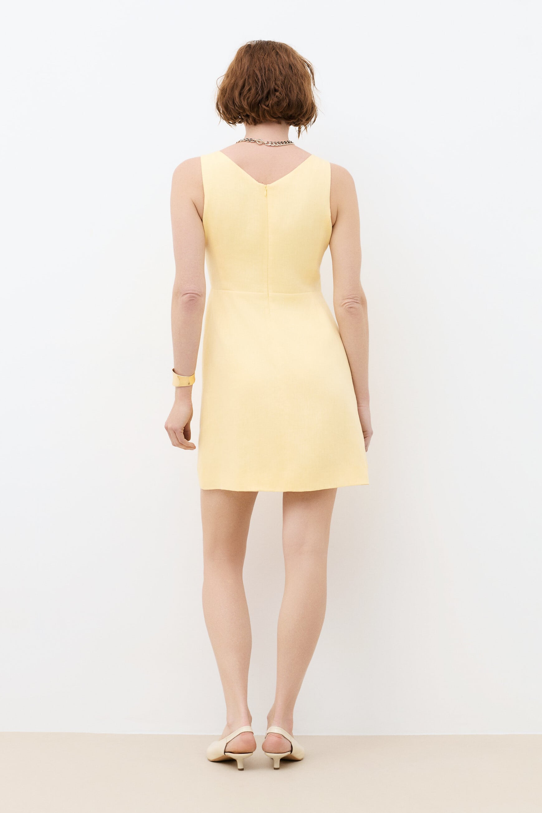 Kleid Rsoline aus 100 % Leinen pastellgelb damen