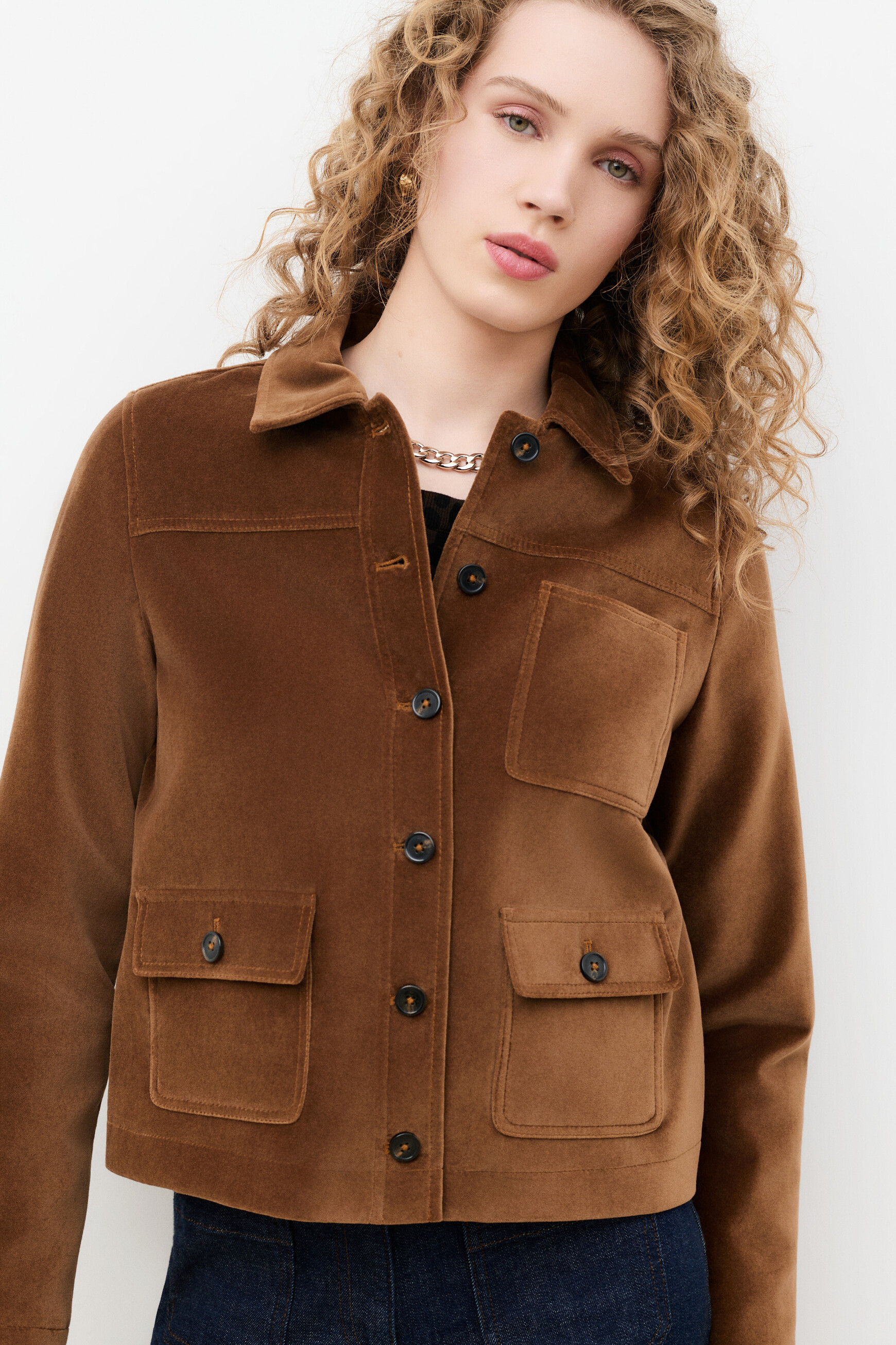 Jaqueta Vminatavelours taupe mulher