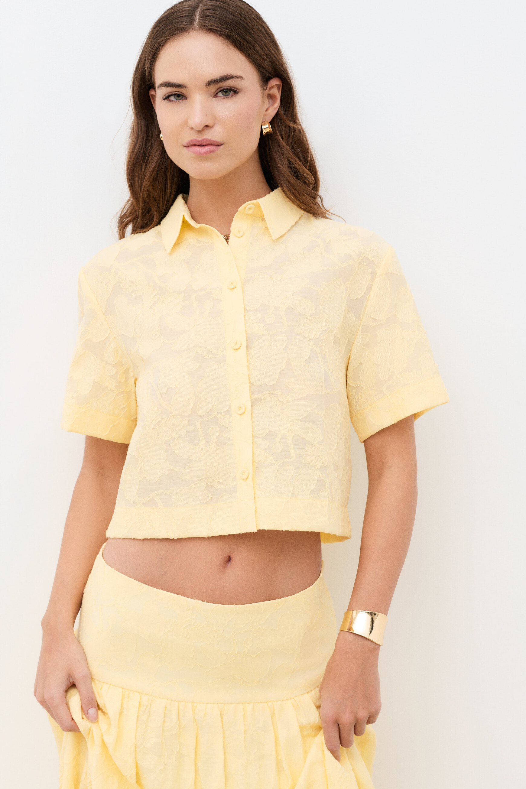 Chemise Corine jaune pastel femme