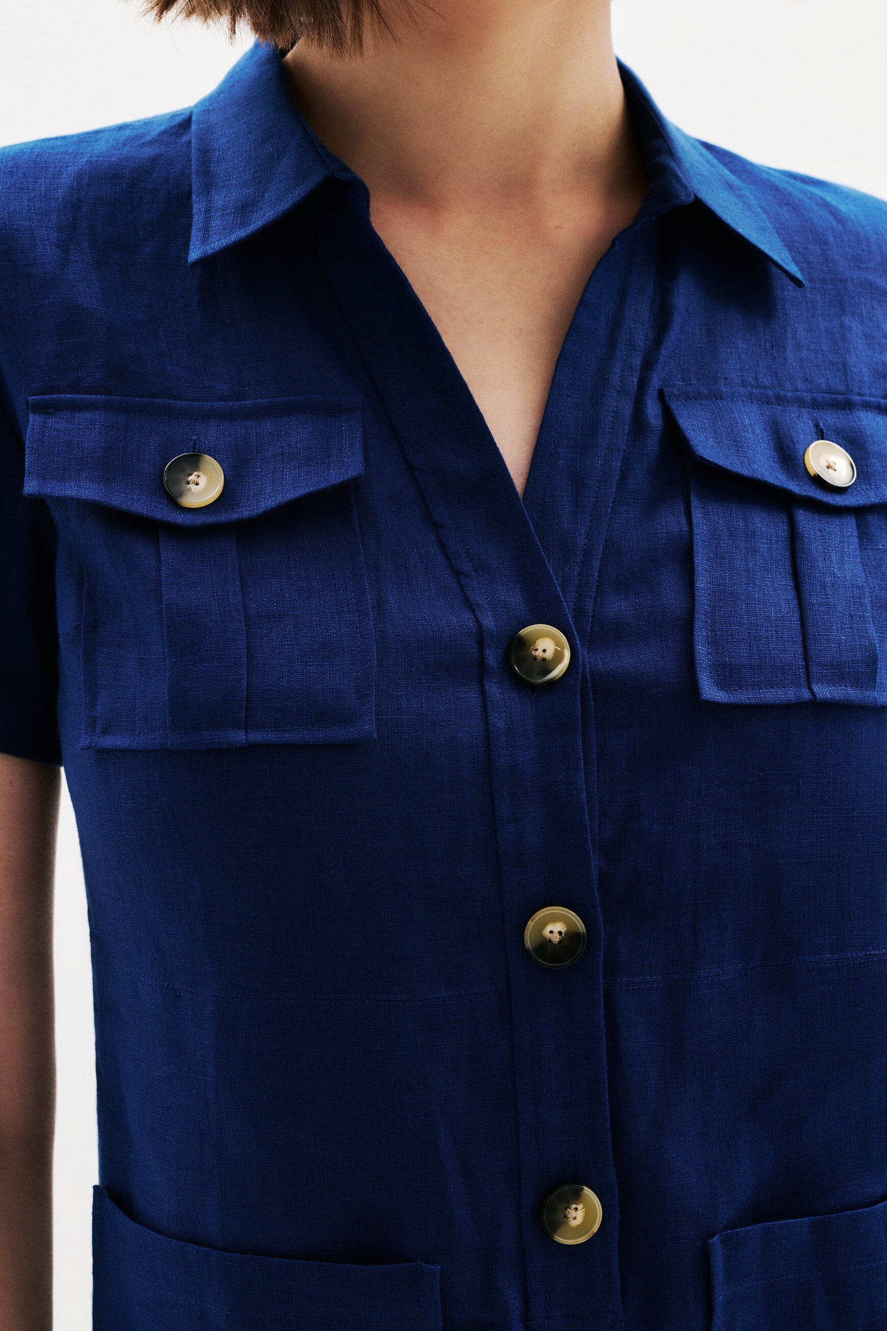 robe laure 100% lin bleu marine femme