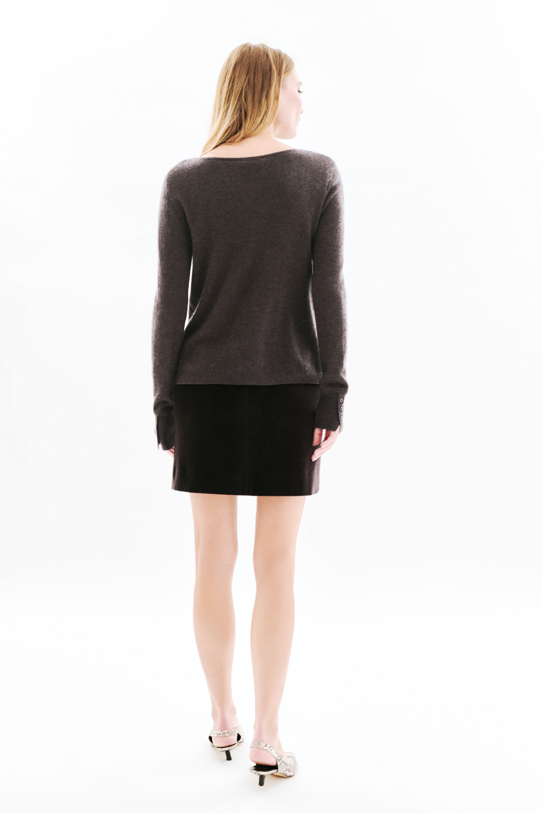 Mzoan 100% cashmere sweater dark brown woman
