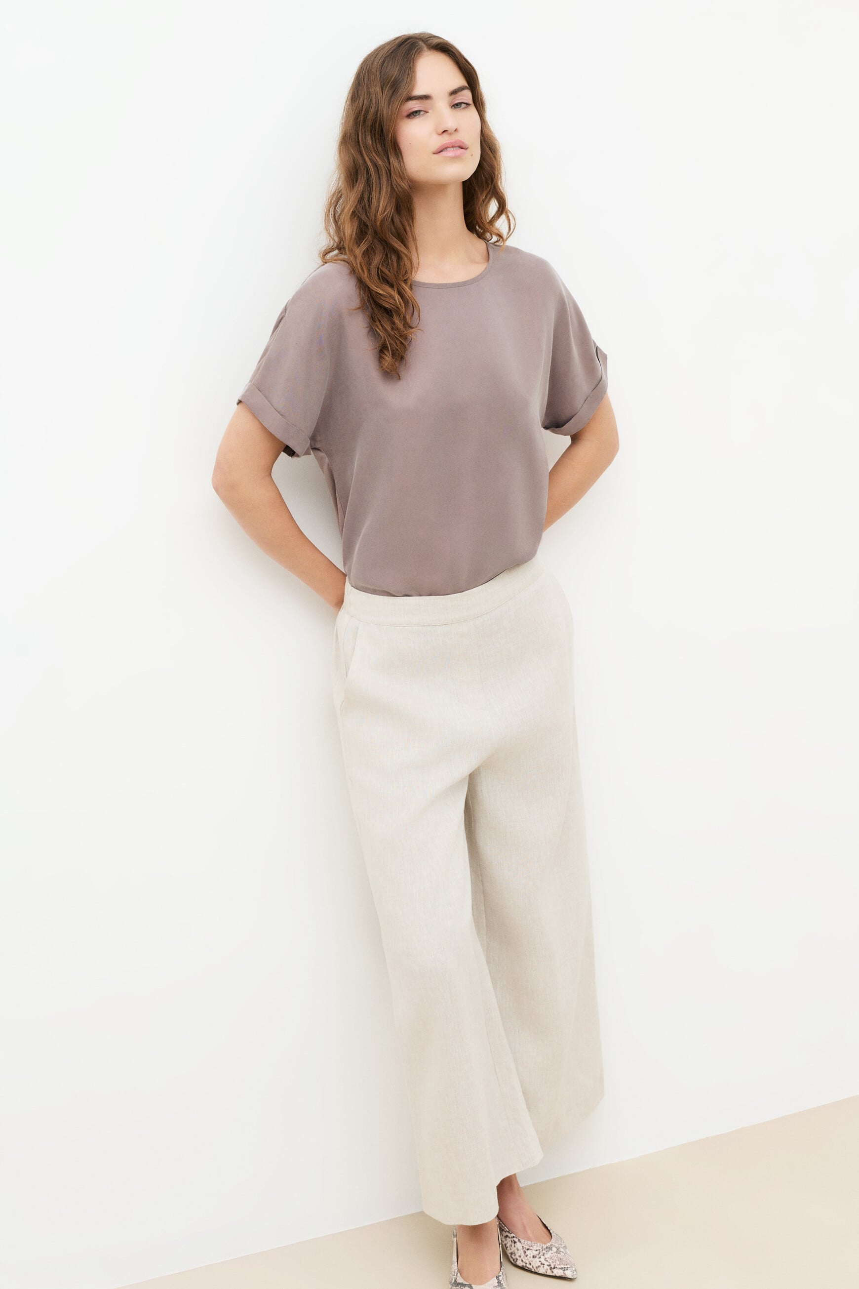 Pantalon pandi 100% lin sable femme