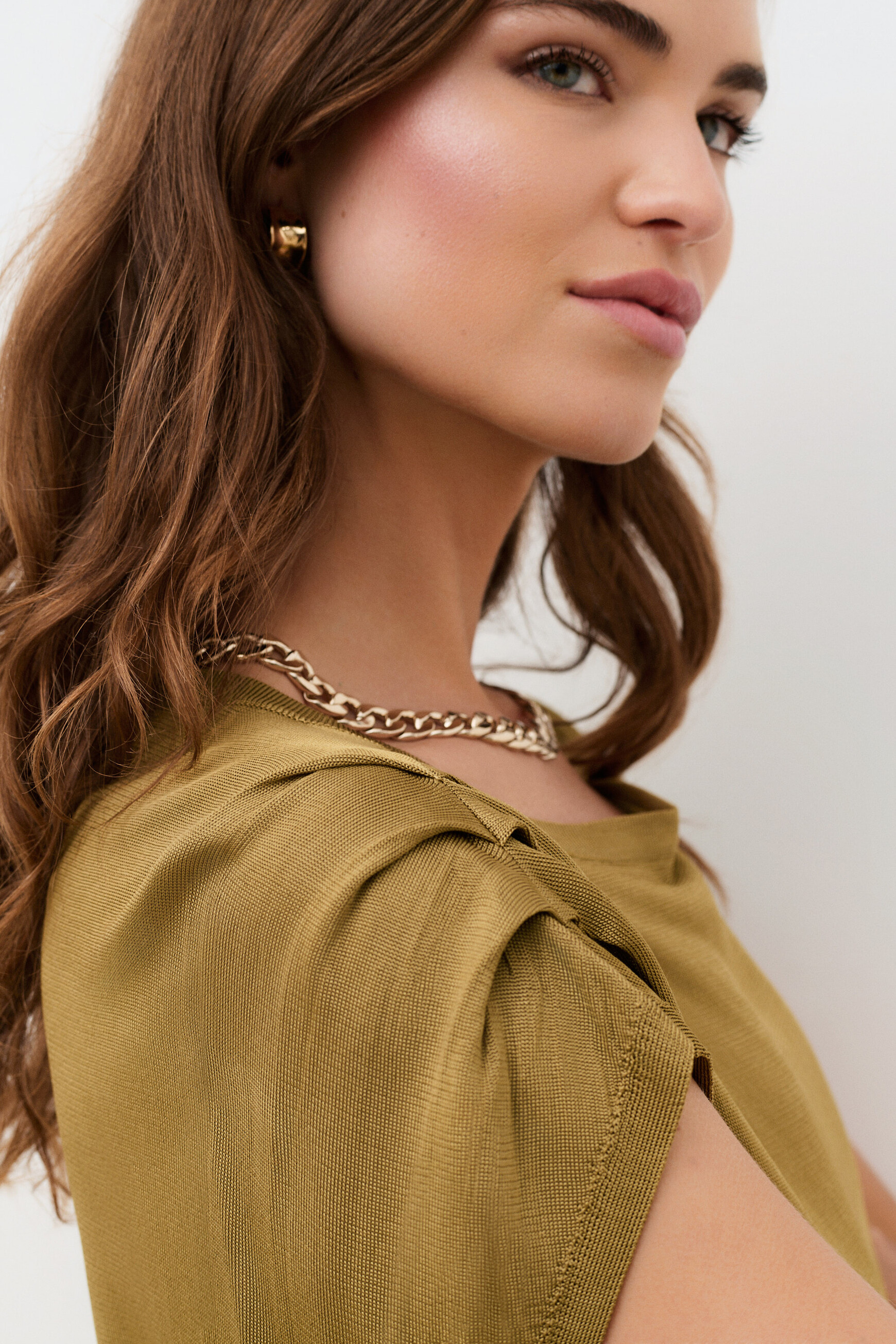 Pull Debbie vert olive femme