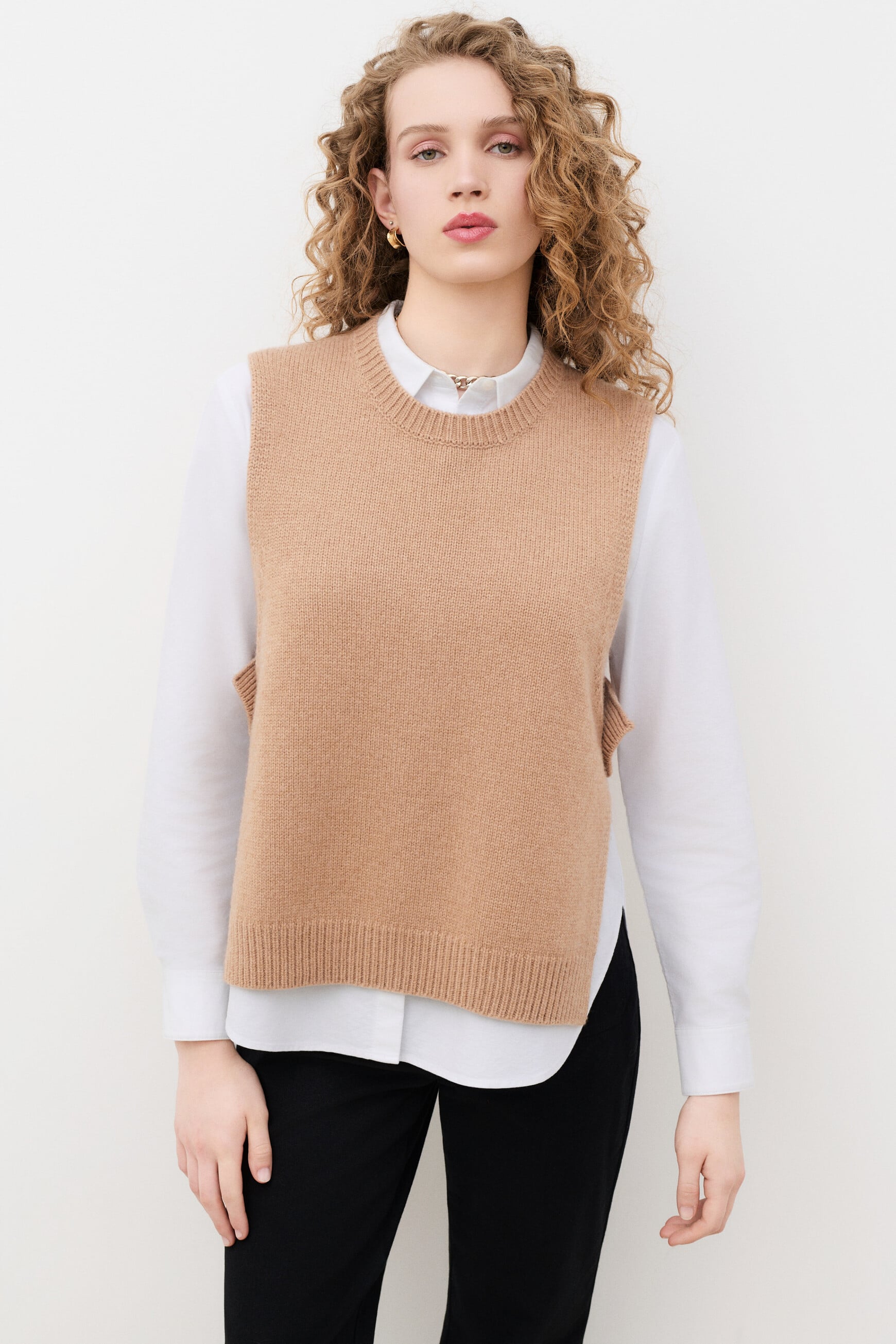 Poncho hevy camel femme
