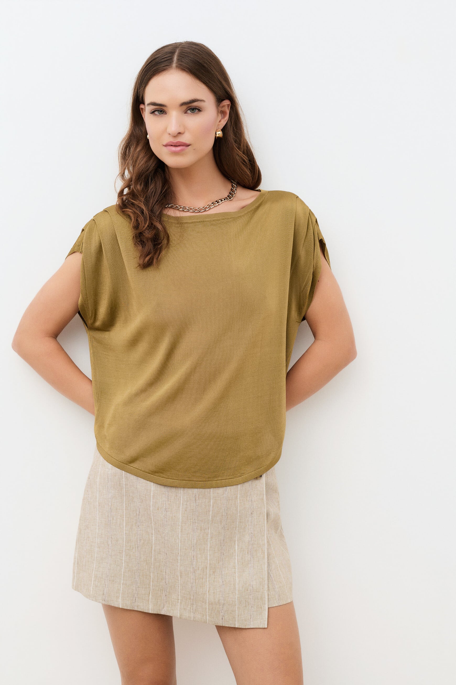 Pull Debbie vert olive femme