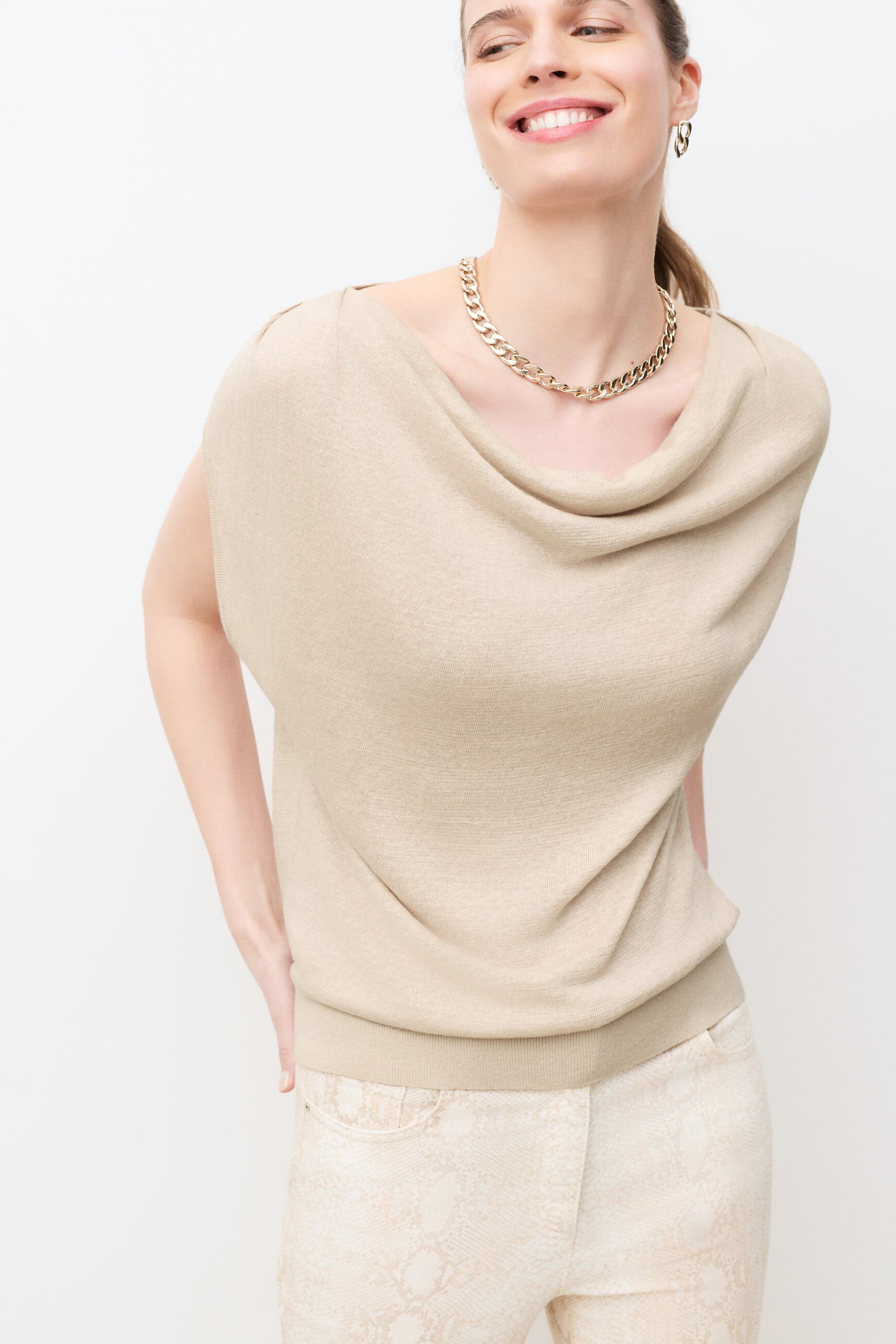Pull Mvera 100% lin sable femme
