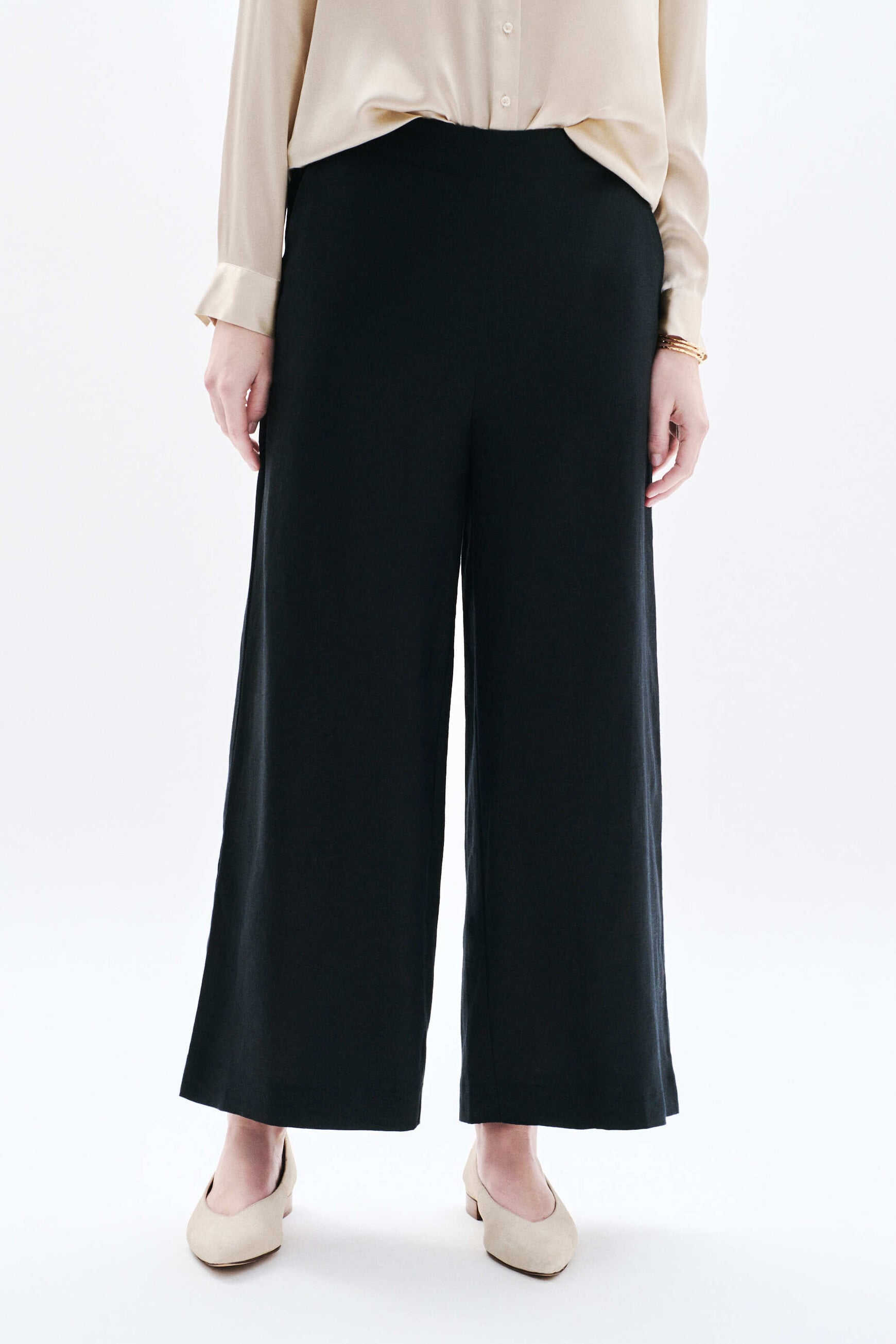 Pantalon pandi 100% lin noir femme