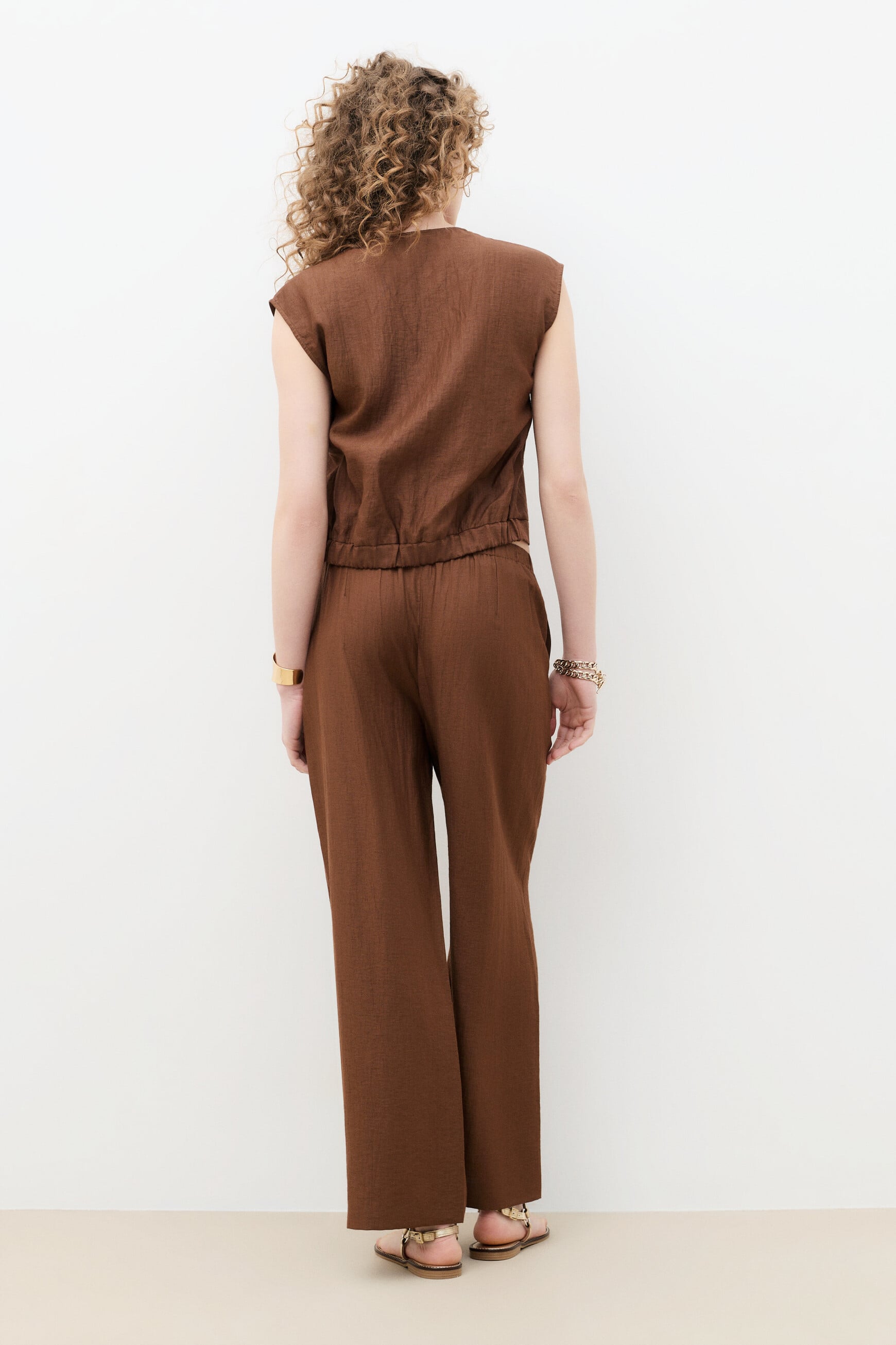 Pantalon Paradis marron fonc&eacute; femme