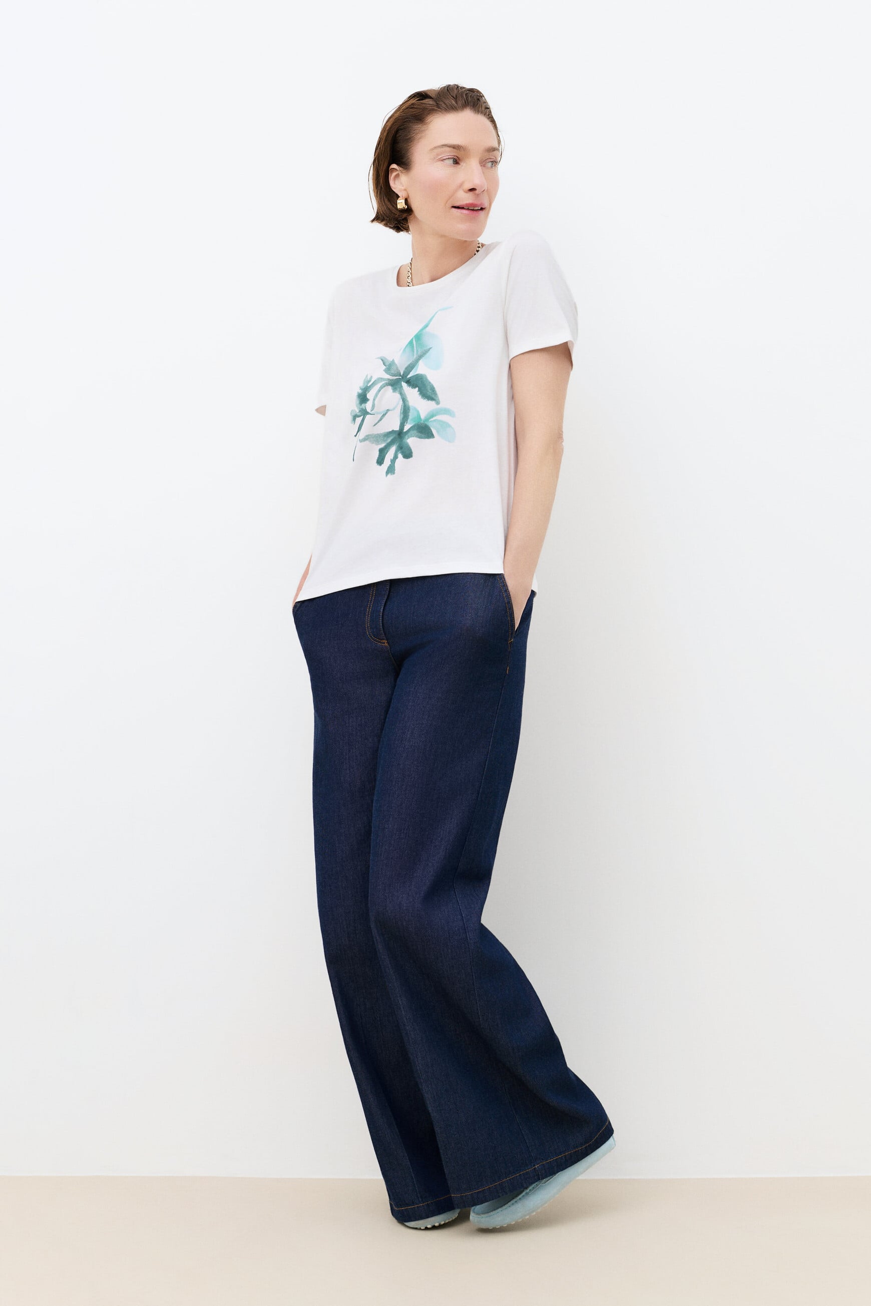 T-shirt Tim-Orchide bleu gris femme