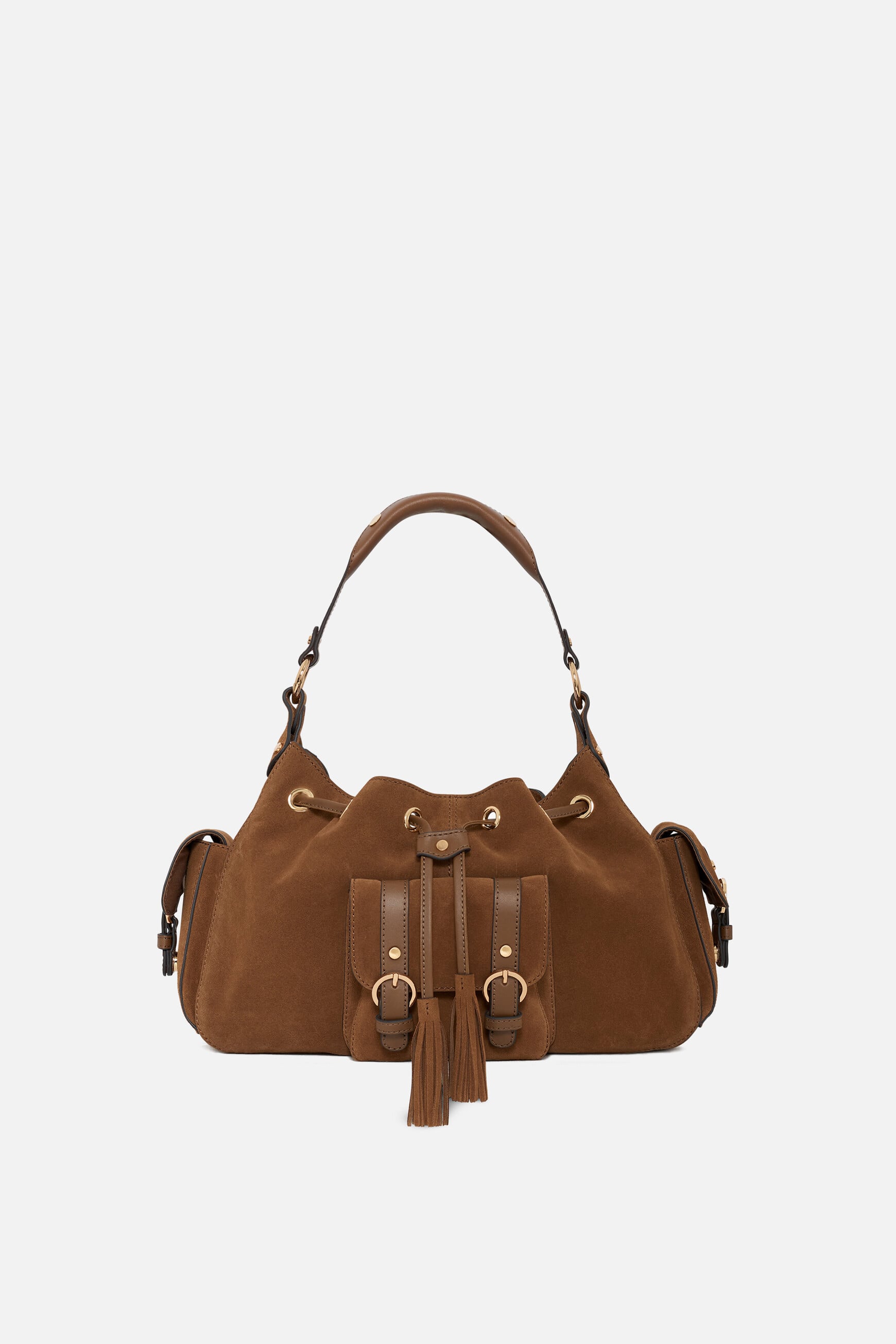 Bolso Victoria de serraje taupe mujer