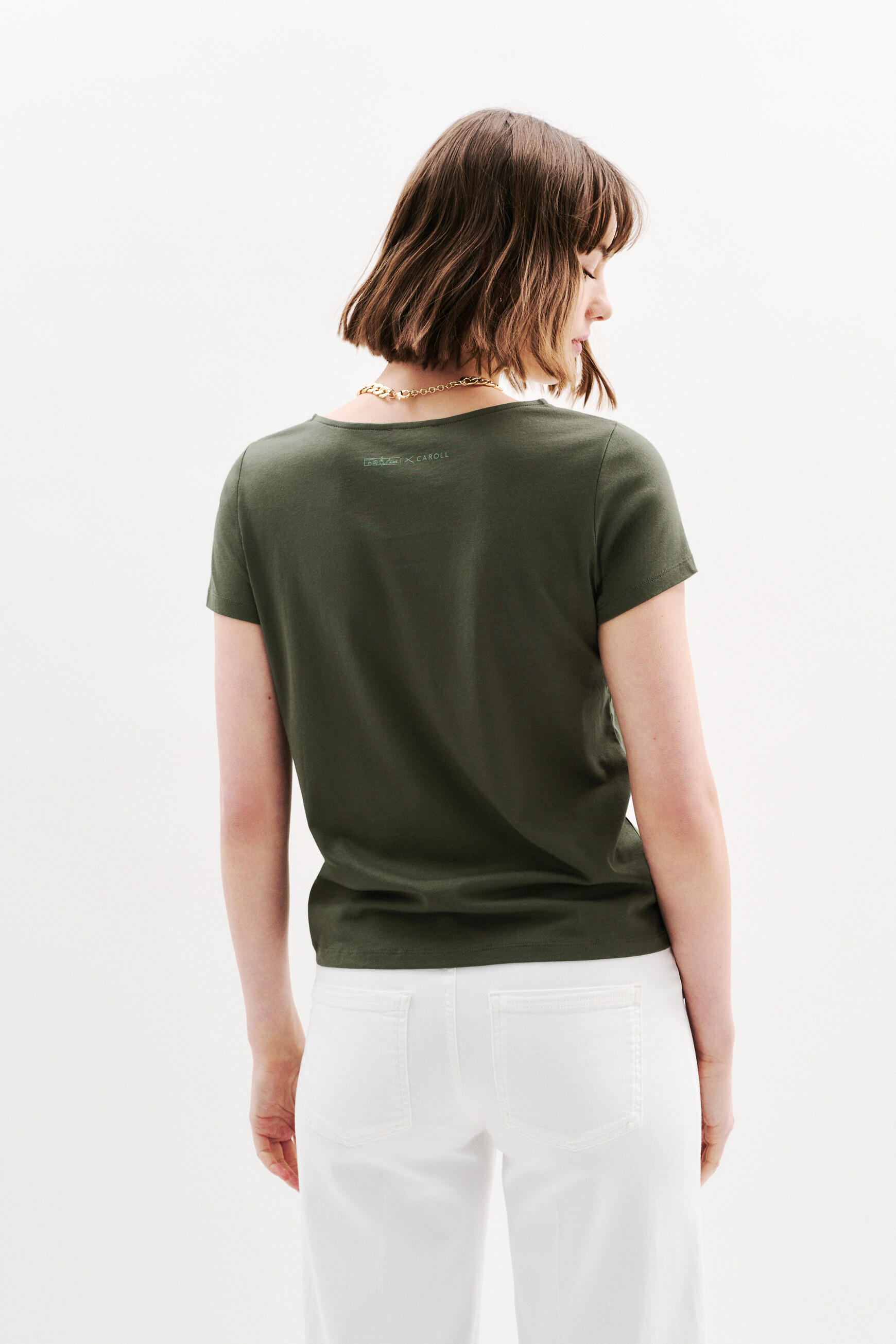 T-shirt all at school taxime happy khaki green woman