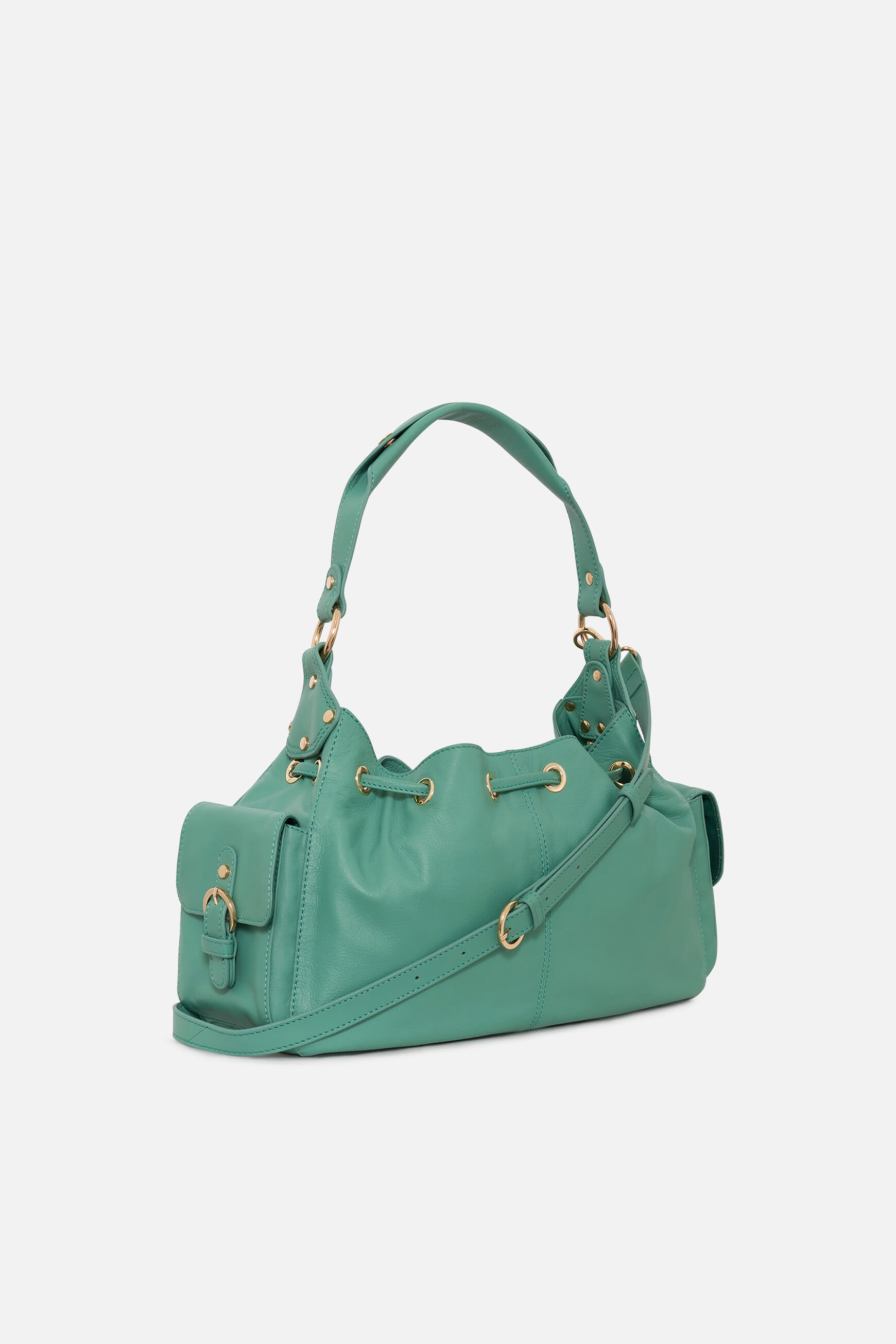 Sac Victoria en cuir naturel vert femme