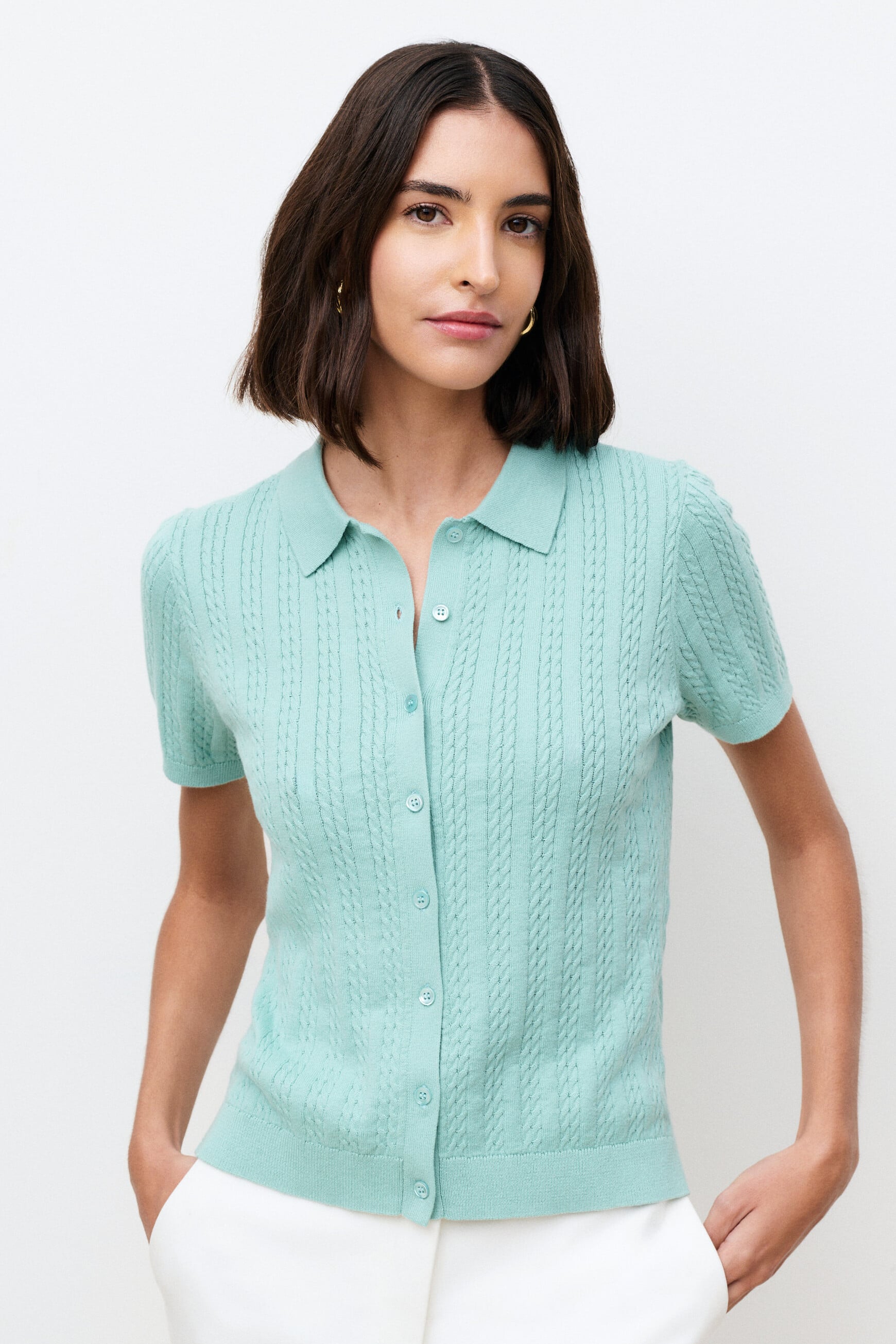 Pull Barbara vert clair femme